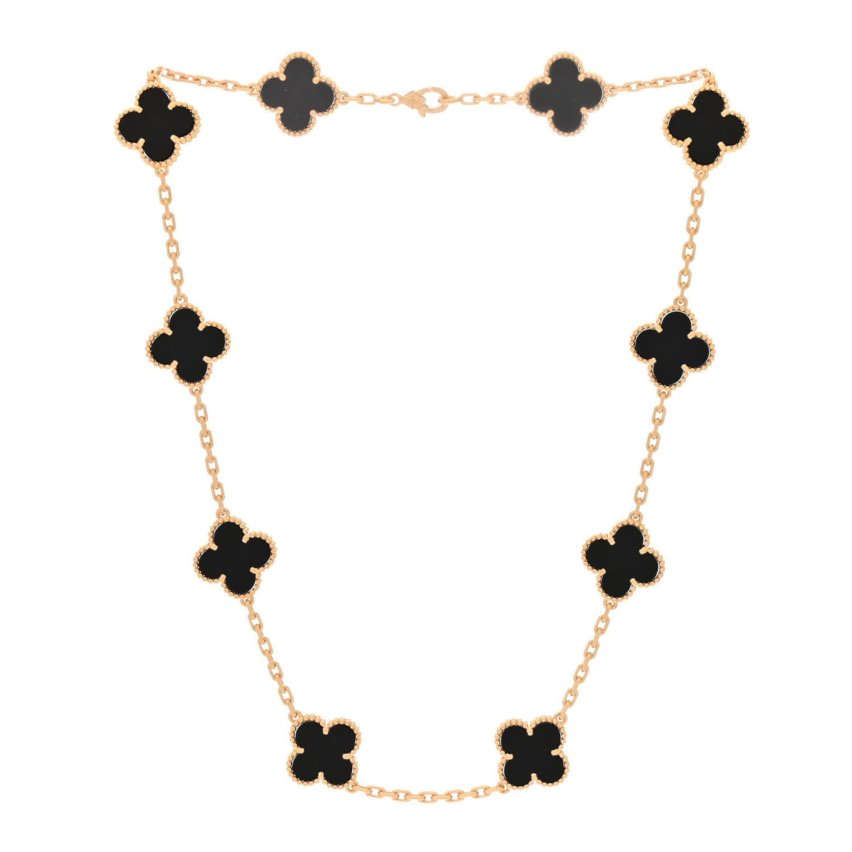 ヴァンクリーフ＆アーペル ヴィンテージアルハンブラ 10モチーフ ネックレス ブラックオニキス 18K イエローゴールド VAN CLEEF & ARPELS VINTAGE ALHAMBRA 10 MOTIFS NECKLACE BLACK ONYX 18K YELLOW GOLD