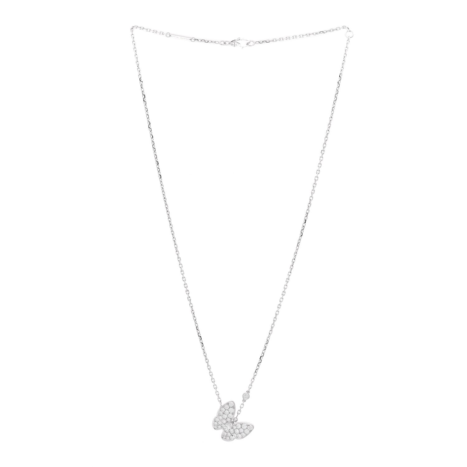 ヴァンクリーフ＆アーペル ツーバタフライ ペンダントネックレス ダイヤモンド 18K ホワイトゴールド VAN CLEEF & ARPELS TWO BUTTERFLY PENDANT NECKLACE DIAMOND 18K WHITE GOLD