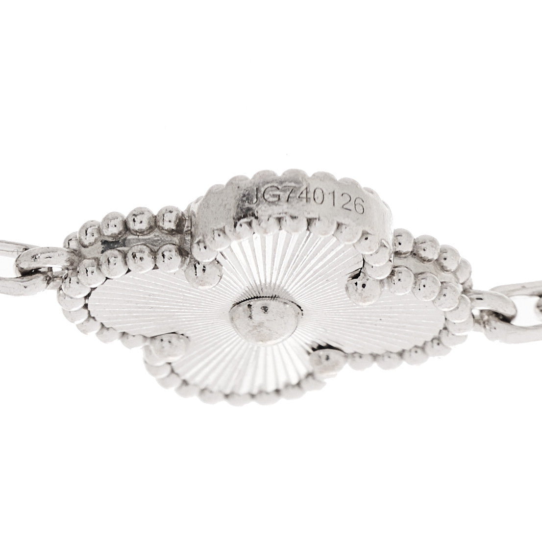 ヴァンクリーフ＆アーペル ヴィンテージアルハンブラ 5モチーフ ブレスレット ギョーシェ 18K ホワイトゴールド VAN CLEEF & ARPELS VINTAGE ALHAMBRA 5 MOTIFS BRACELET GUILLOCHÉ 18K WHITE GOLD