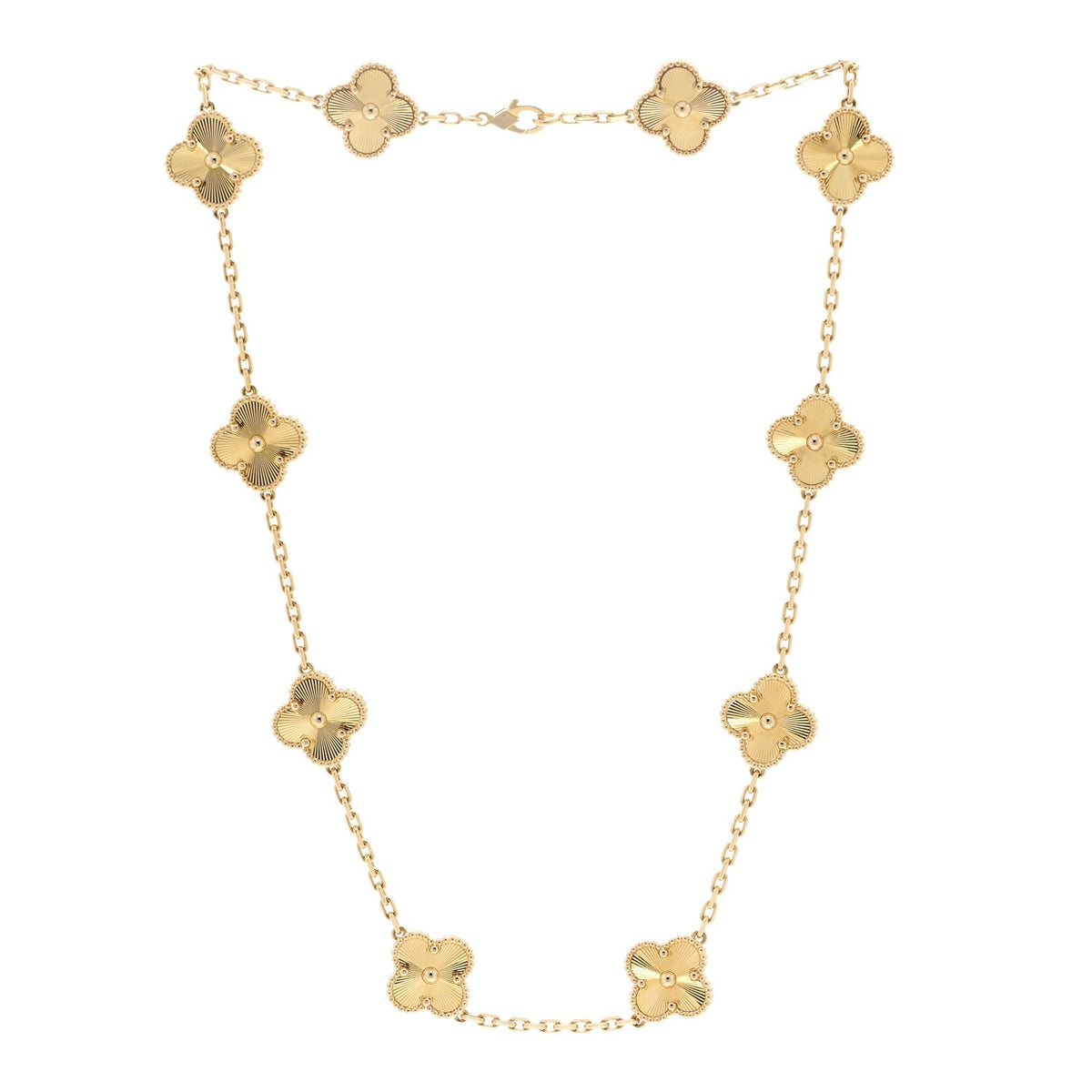 ヴァンクリーフ＆アーペル ヴィンテージアルハンブラ 10モチーフ ネックレス ギョーシェ 18K イエローゴールド VAN CLEEF & ARPELS VINTAGE ALHAMBRA 10 MOTIFS NECKLACE GUILLOCHÉ 18K YELLOW GOLD