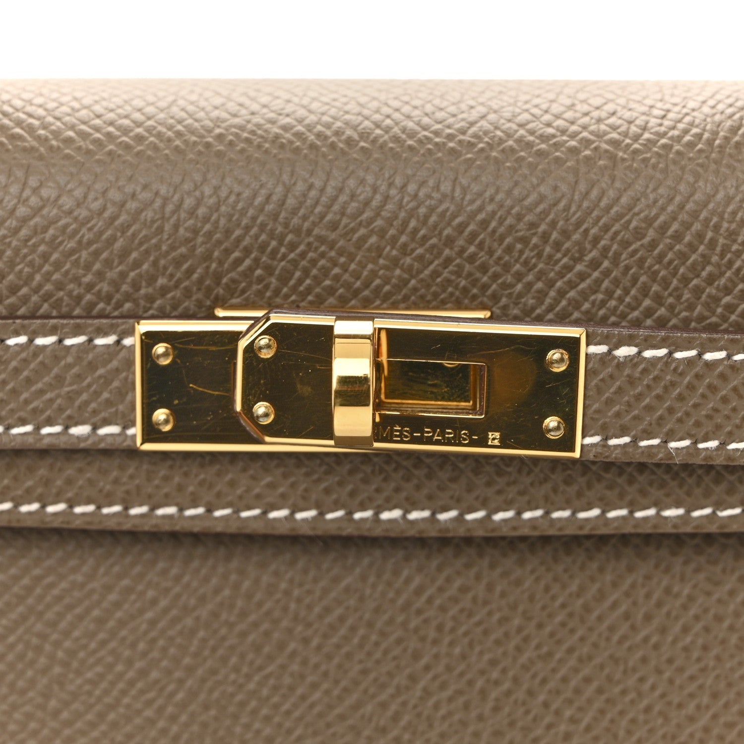 エルメス ミニケリー 20 外縫い Etoupe エプソン ゴールド金具 HERMES MINI KELLY 20 SELLIER ETOUPE EPSOM GOLD HARDWARE