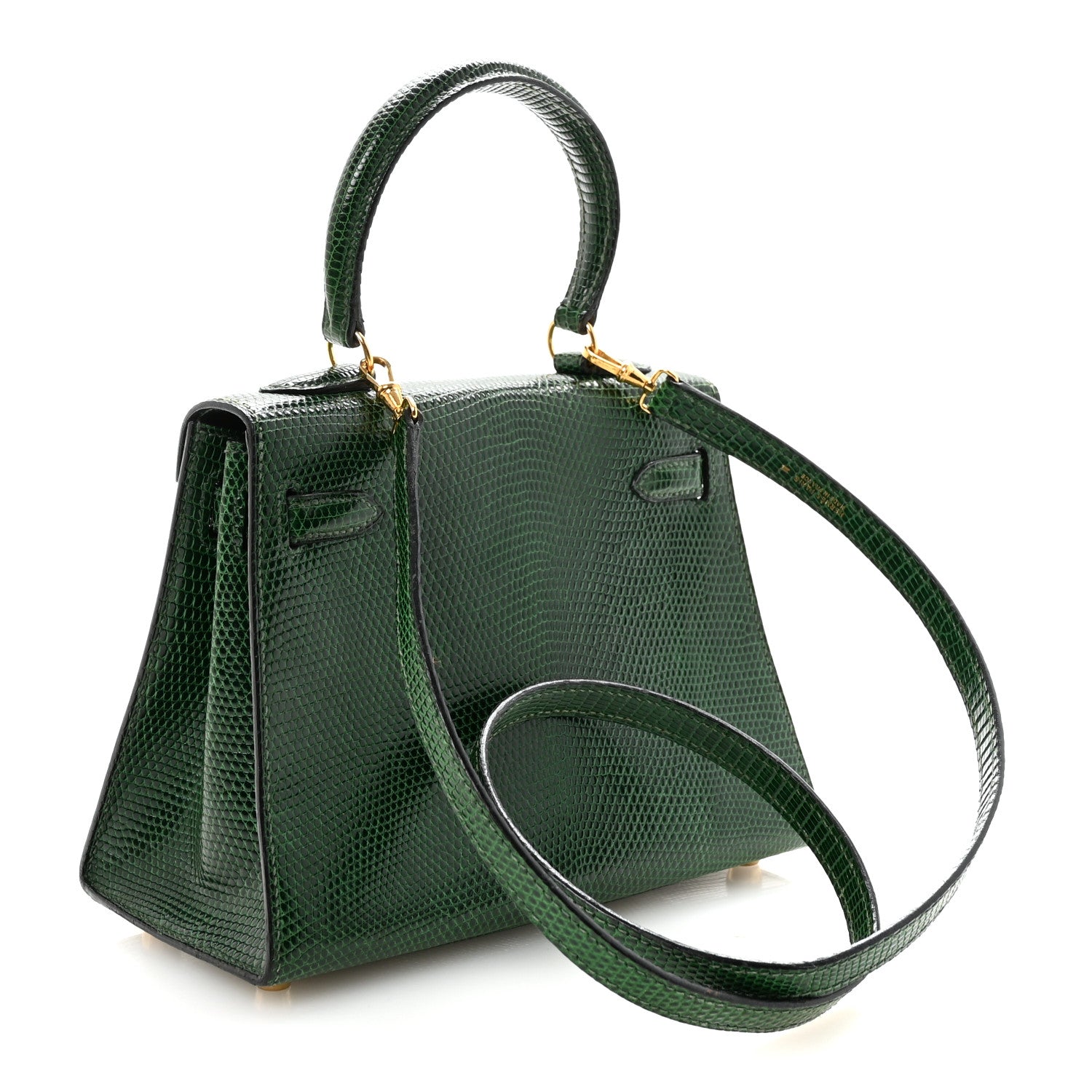 エルメス ミニケリー 20 外縫い Vert Moyen リザード ゴールド金具