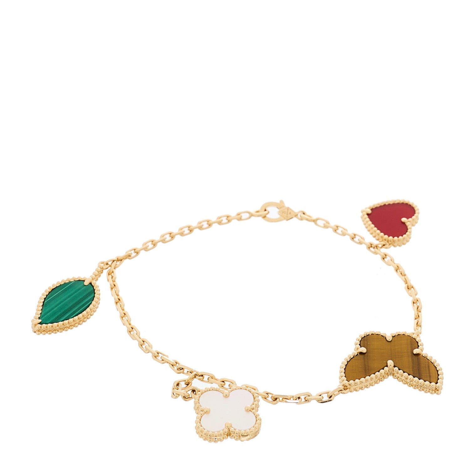 ヴァンクリーフ＆アーペル ラッキーアルハンブラ 4モチーフ ブレスレット マルチカラー 18K イエローゴールド VAN CLEEF & ARPELS LUCKY ALHAMBRA 4 MOTIFS BRACELET MULTICOLOR 18K YELLOW GOLD