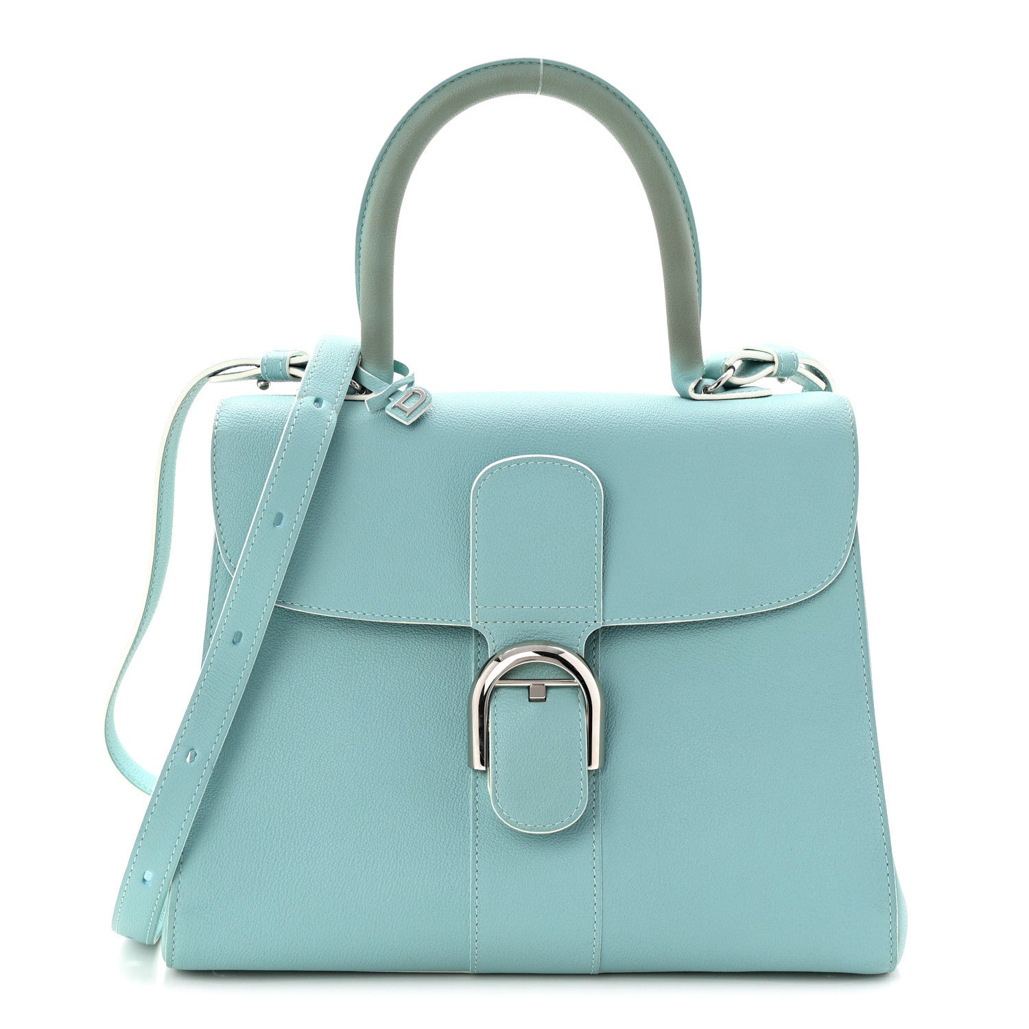 DELVAUX BRILLANT MM SHOULDER BAG LIGHT BLEU GRAINED CLAFSKIN