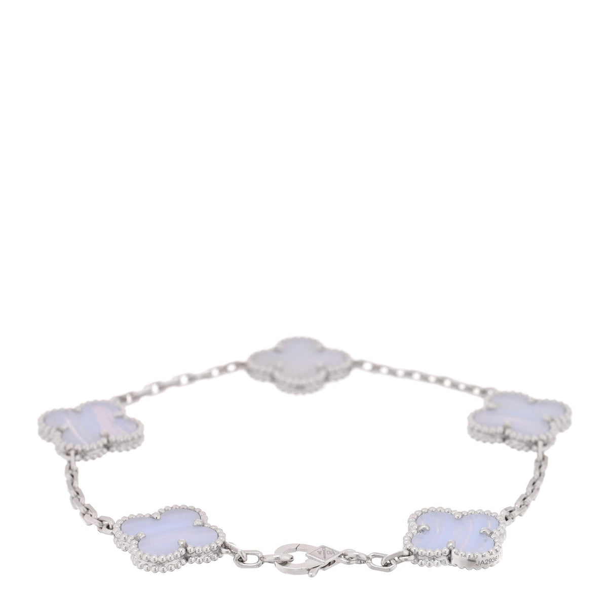 ヴァンクリーフ＆アーペル ヴィンテージアルハンブラ 5モチーフ ブレスレット カルセドニー 18K ホワイトゴールド VAN CLEEF & ARPELS VINTAGE ALHAMBRA 5 MOTIFS BRACELET CHALCEDONY 18K WHITE GOLD