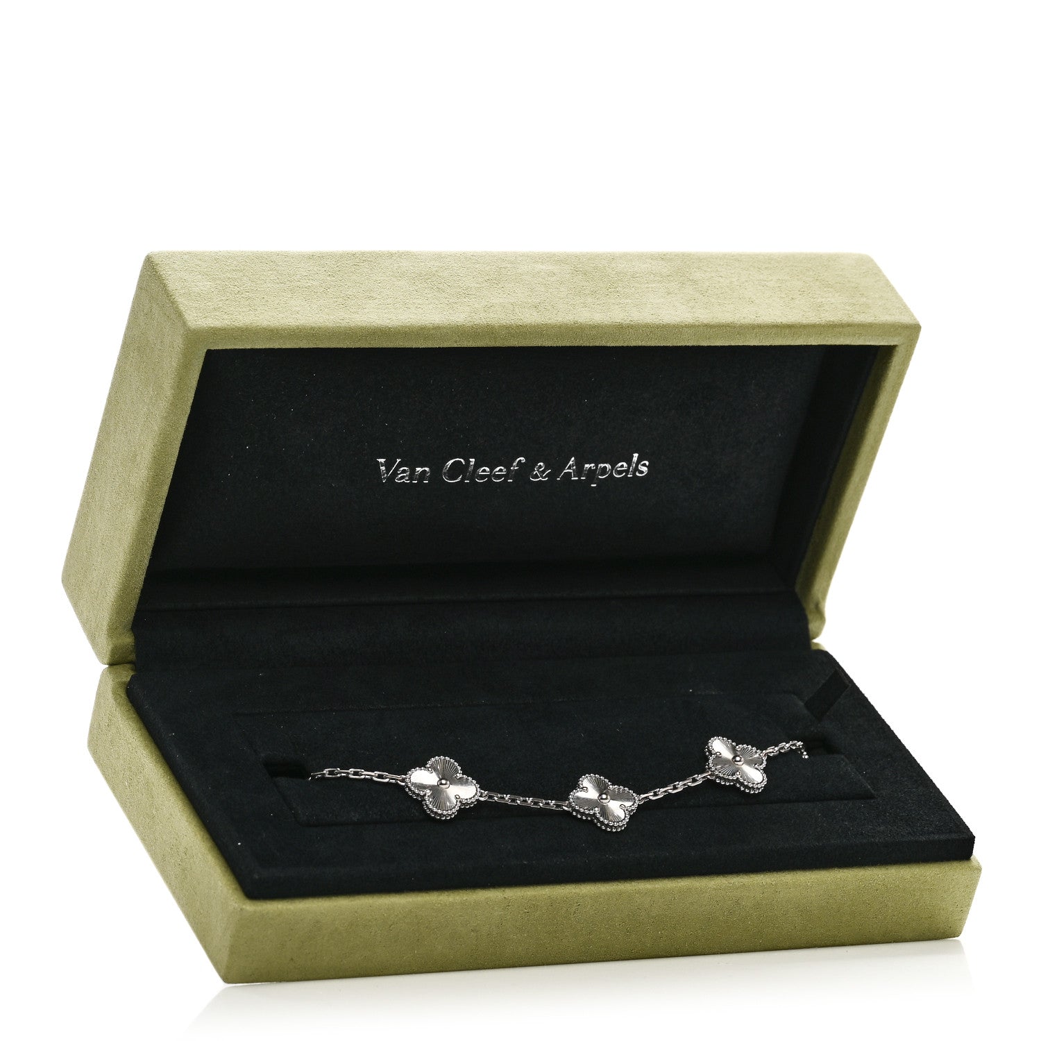 ヴァンクリーフ＆アーペル ヴィンテージアルハンブラ 5モチーフ ブレスレット ギョーシェ 18K ホワイトゴールド VAN CLEEF & ARPELS VINTAGE ALHAMBRA 5 MOTIFS BRACELET GUILLOCHÉ 18K WHITE GOLD