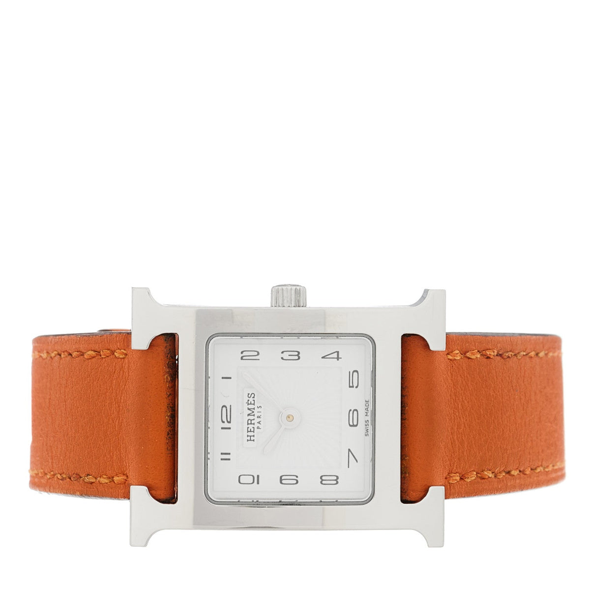 エルメス Hウォッチ クォーツ 21mm ステンレス Orange スイフト HERMES HEURE H QUARTZ WATCH 21MM STAINLESS STEEL ORANGE SWIFT