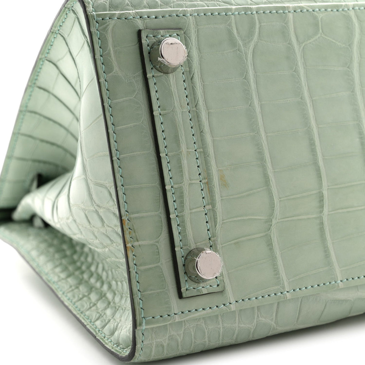 エルメス バーキンセリエ 25 外縫い Vert D'eau マットアリゲーター シルバー金具 HERMES BIRKIN 25 SELLIER VERT D'EAU MATTE ALLIGATOR SILVER HARDWARE