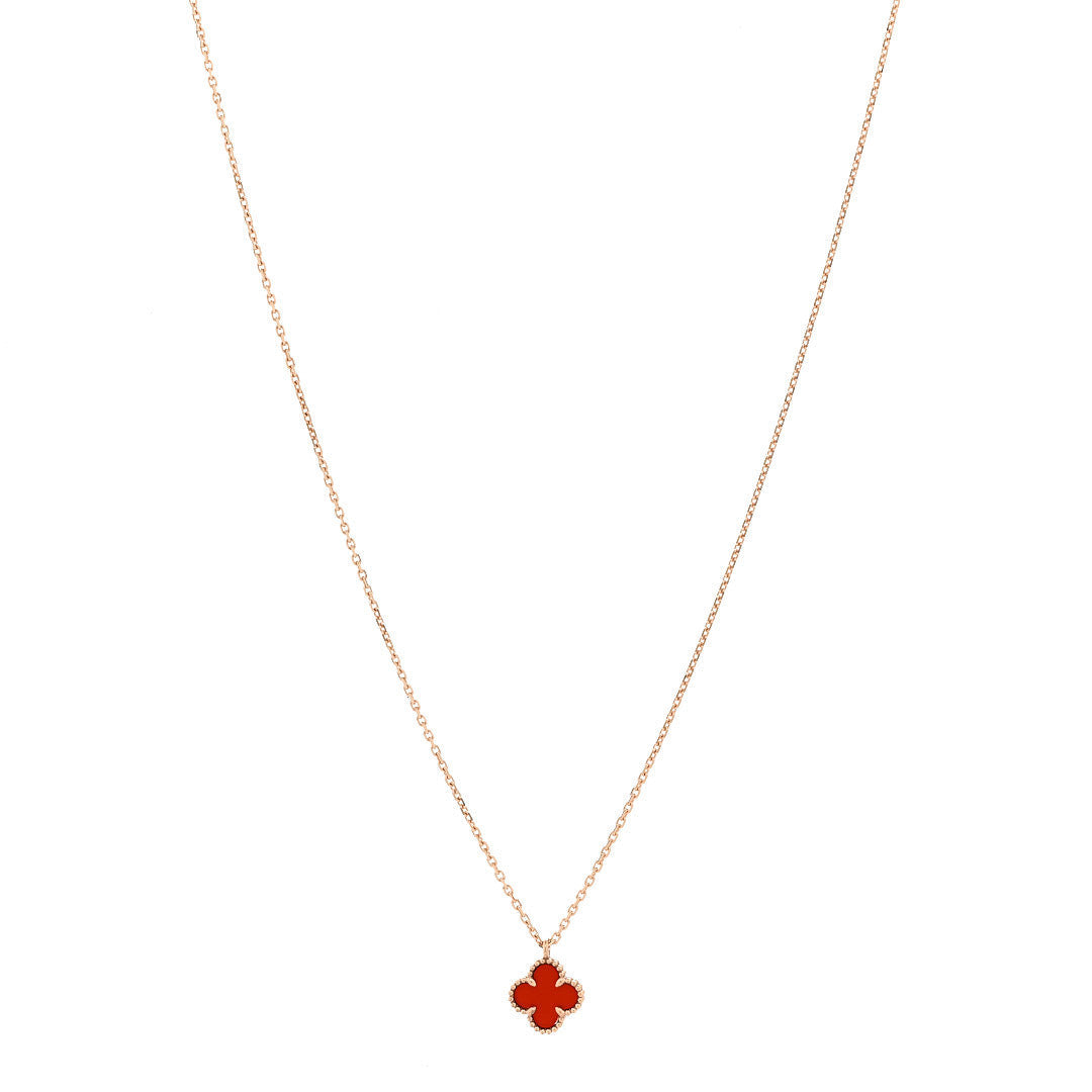 ヴァンクリーフ＆アーペル スウィートアルハンブラ ペンダントネックレス カーネリアン 18K ローズゴールド VAN CLEEF & ARPELS SWEET ALHAMBRA PENDANT NECKLACE CARNELIAN 18K ROSE GOLD