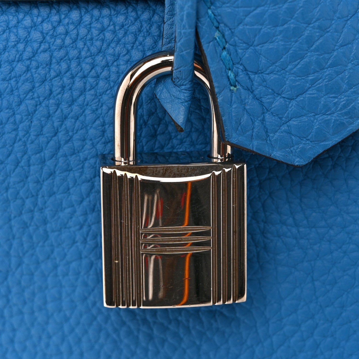 HERMES KELLY 32 RETOURNE BLEU ZANZIBAR TOGO SILVER HARDWARE