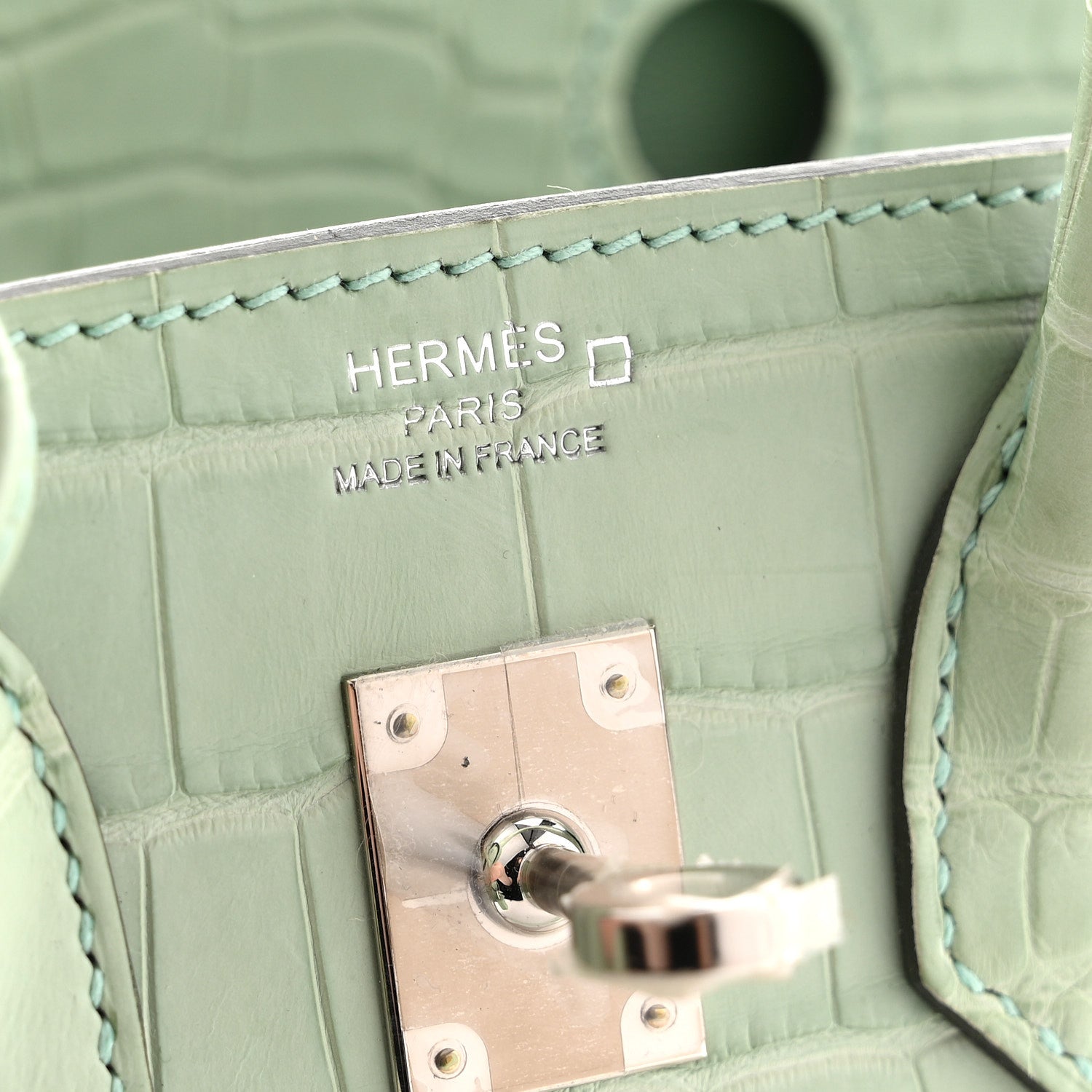エルメス バーキンセリエ 25 外縫い Vert D'eau マットアリゲーター シルバー金具 HERMES BIRKIN 25 SELLIER VERT D'EAU MATTE ALLIGATOR SILVER HARDWARE