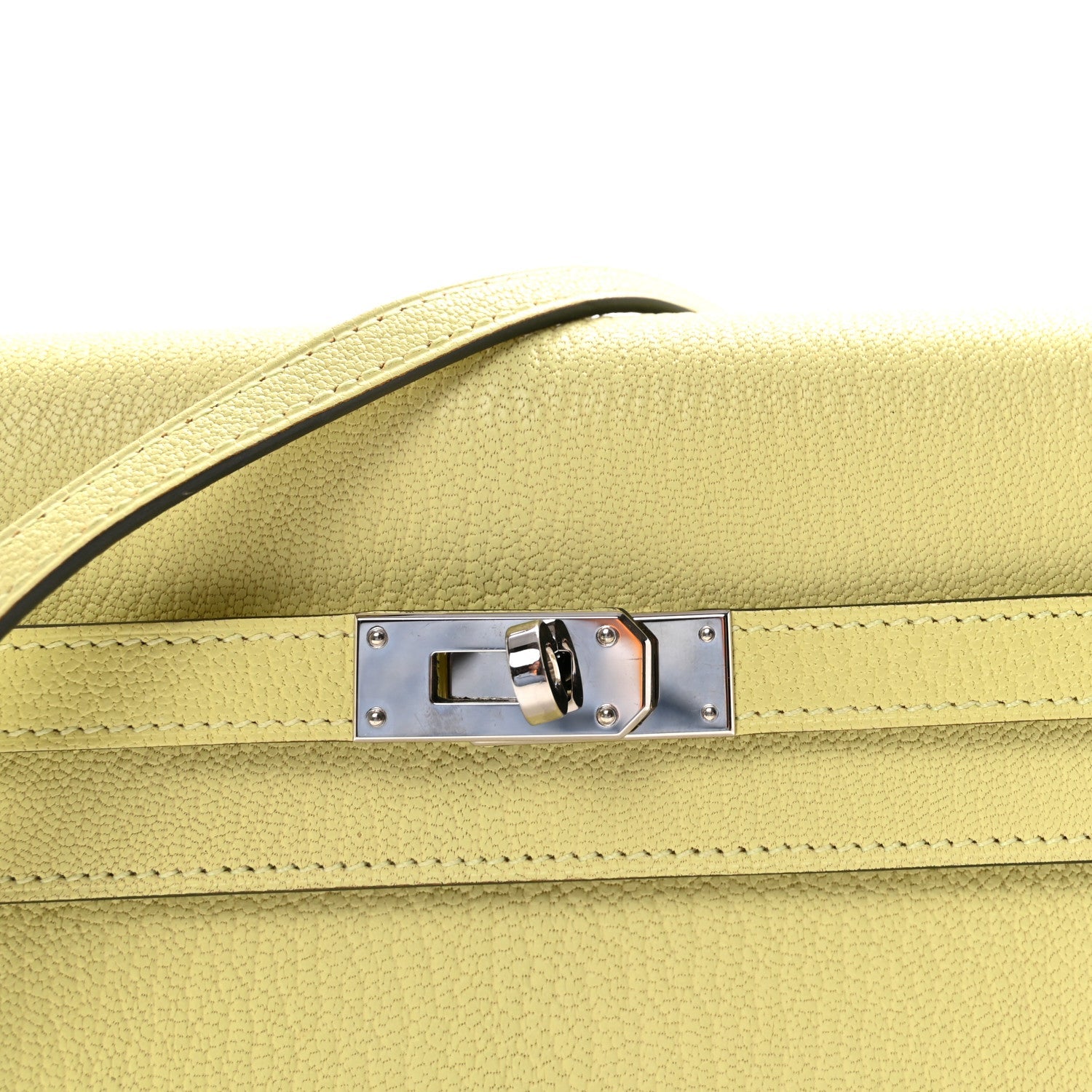 HERMES KELLY TO GO WALLET JAUNE BOURGEON CHEVRE MYSORE SILVER HARDWARE