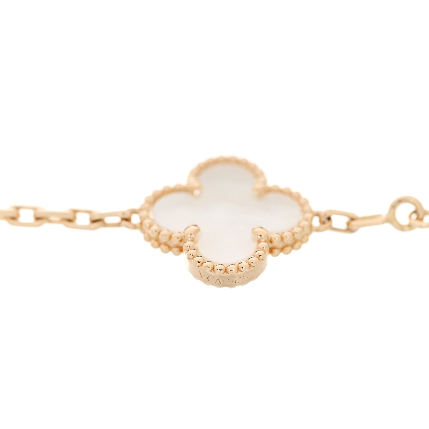 Van Cleef & Arpels 18K Yellow Gold Mother-of-Pearl 5-Motif Vintage Alhambra Bracelet