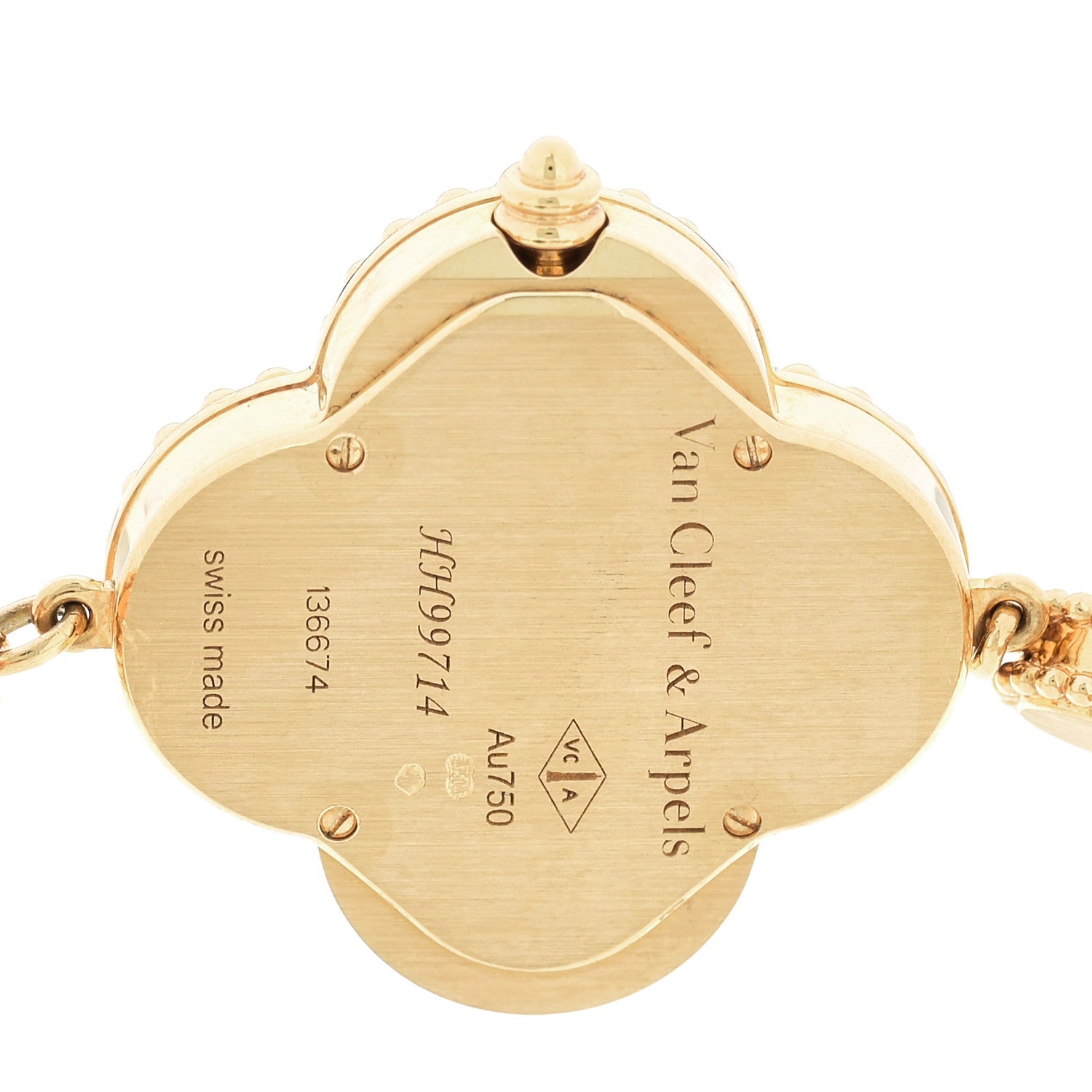 ヴァンクリーフ＆アーペル 18Kイエローゴールド マザーオブパール ブラックオニキス 26mm アルハンブラ クォーツウォッチ 腕時計