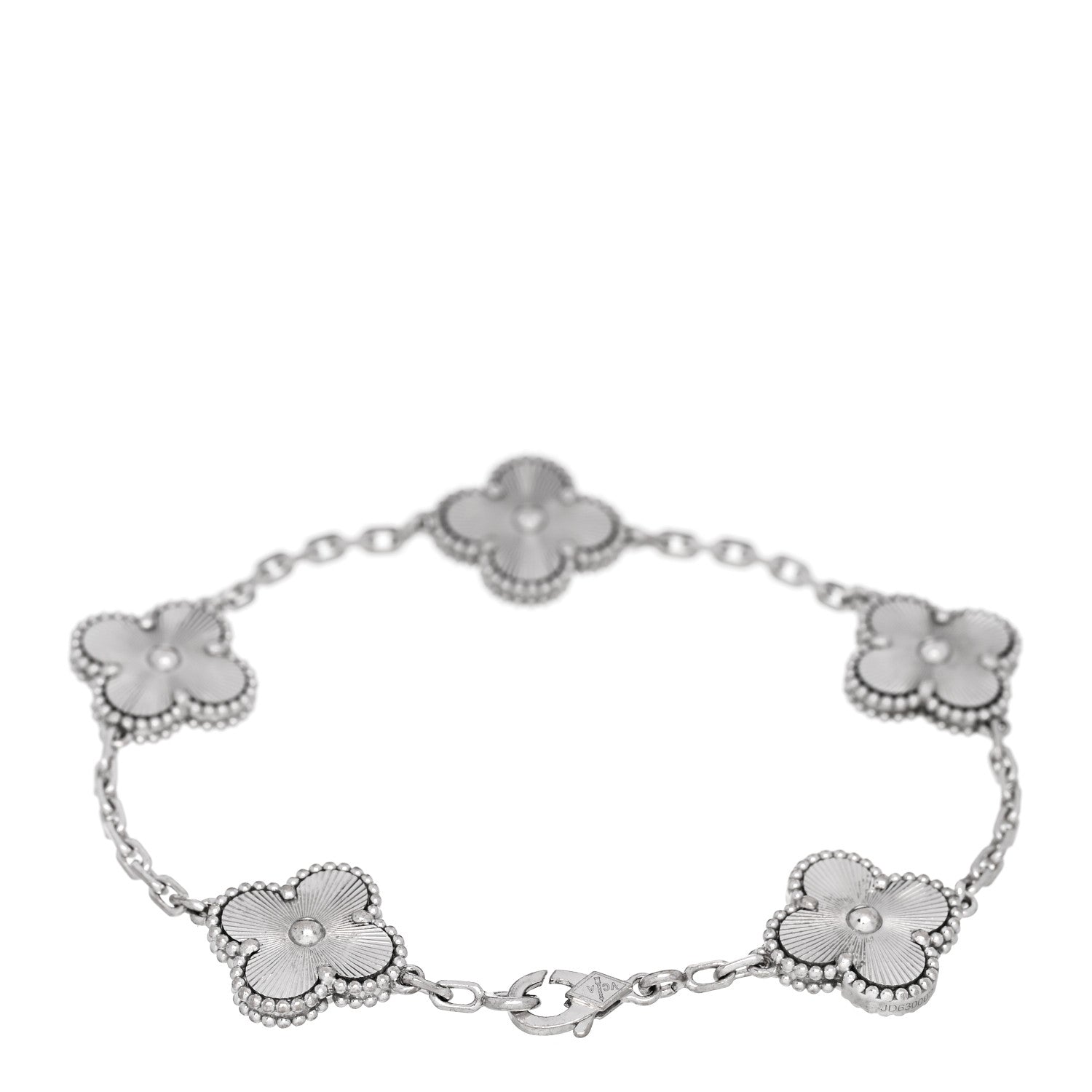 ヴァンクリーフ＆アーペル ヴィンテージアルハンブラ 5モチーフ ブレスレット ギョーシェ 18K ホワイトゴールド VAN CLEEF & ARPELS VINTAGE ALHAMBRA 5 MOTIFS BRACELET GUILLOCHÉ 18K WHITE GOLD