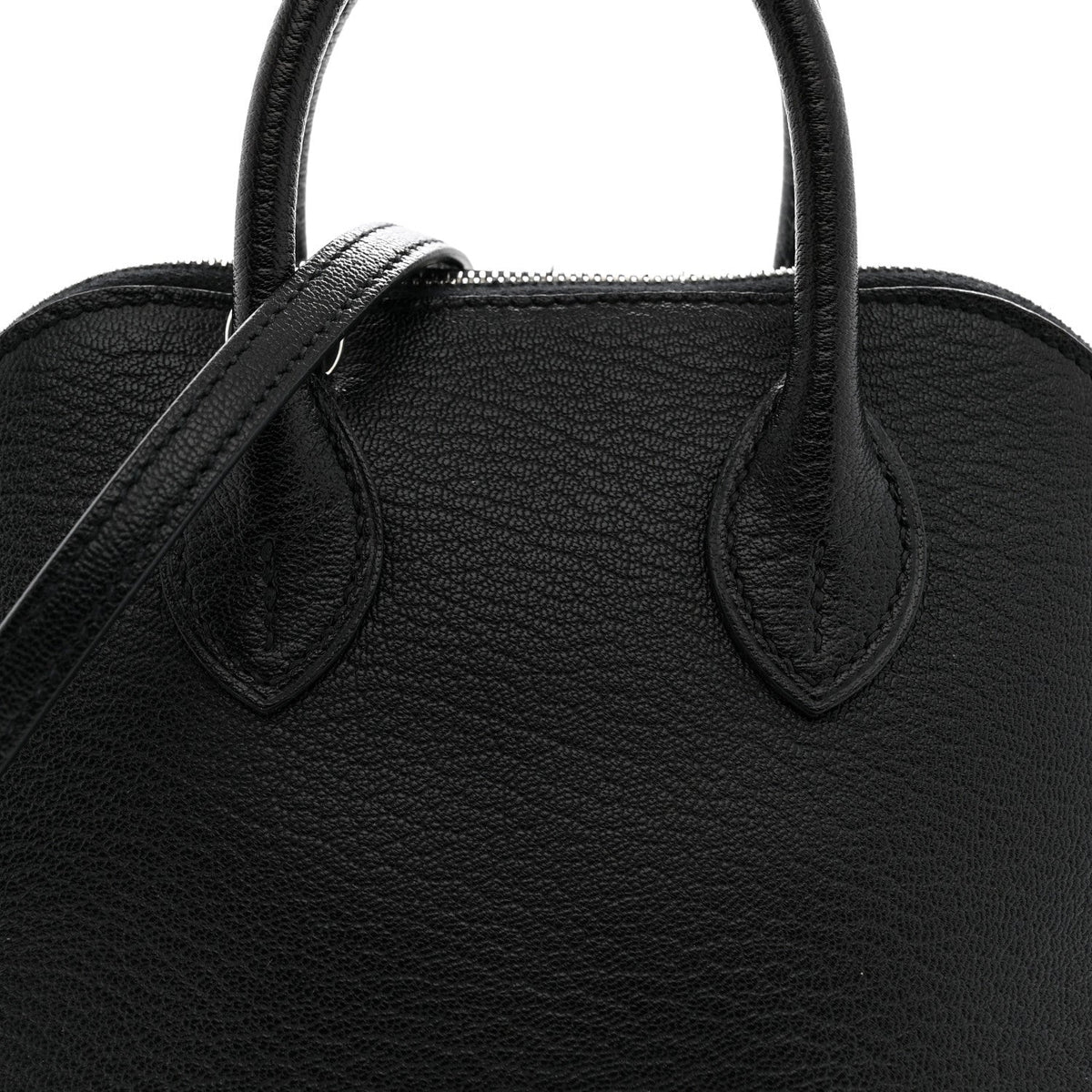 Hermès Mini Bolide 1923 Black Chèvre Mysore Silver Hardware