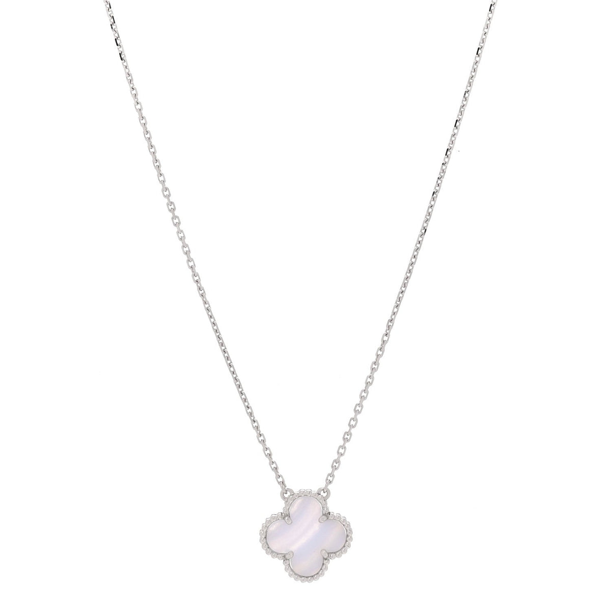 ヴァンクリーフ＆アーペル ヴィンテージアルハンブラ ペンダントネックレス カルセドニー 18K ホワイトゴールド VAN CLEEF & ARPELS VINTAGE ALHAMBRA PENDANT NECKLACE CHALCEDONY 18K WHITE GOLD