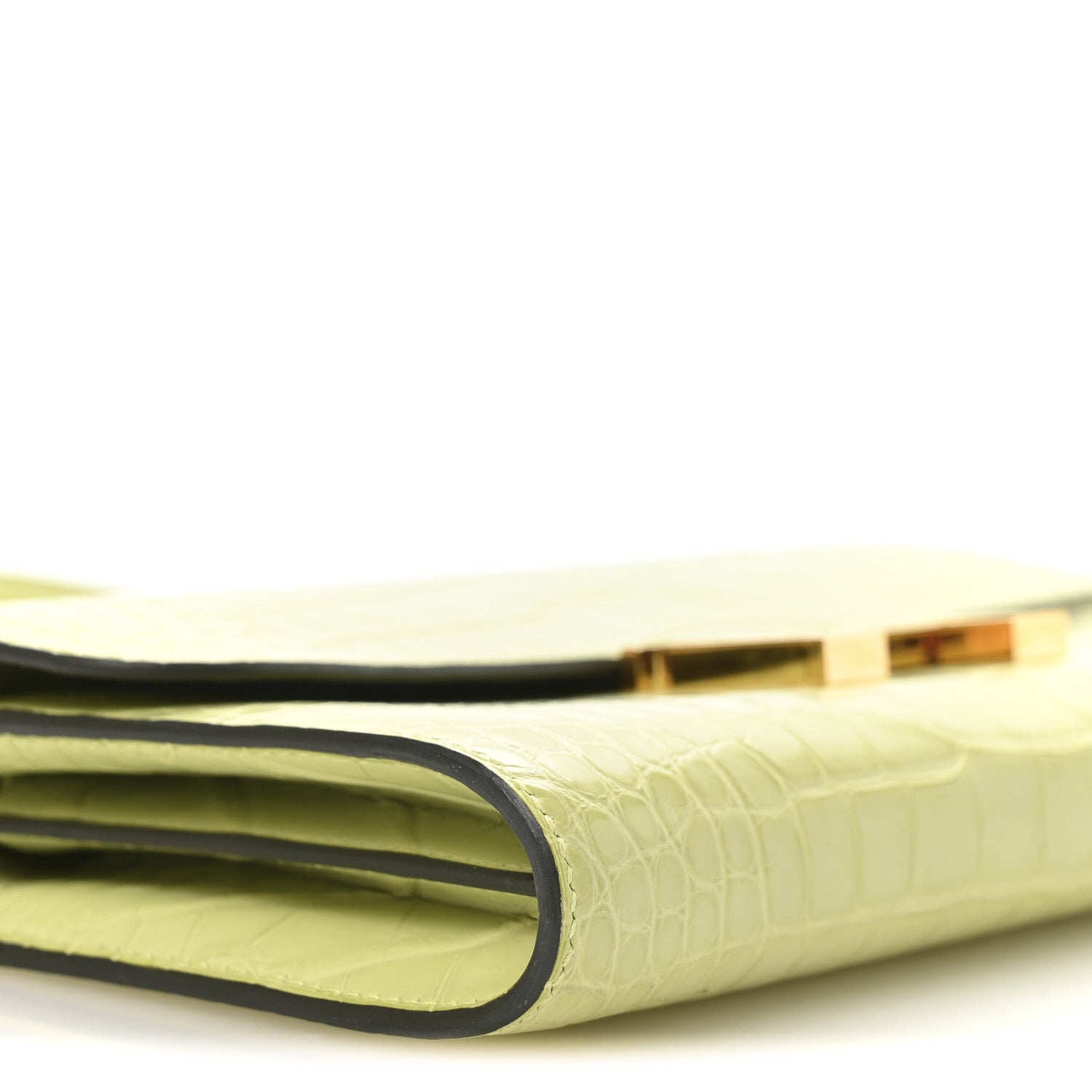 HERMES CONSTANCE TO GO WALLET JAUNE BOURGEON MATTE ALLIGATOR GOLD HARDWARE