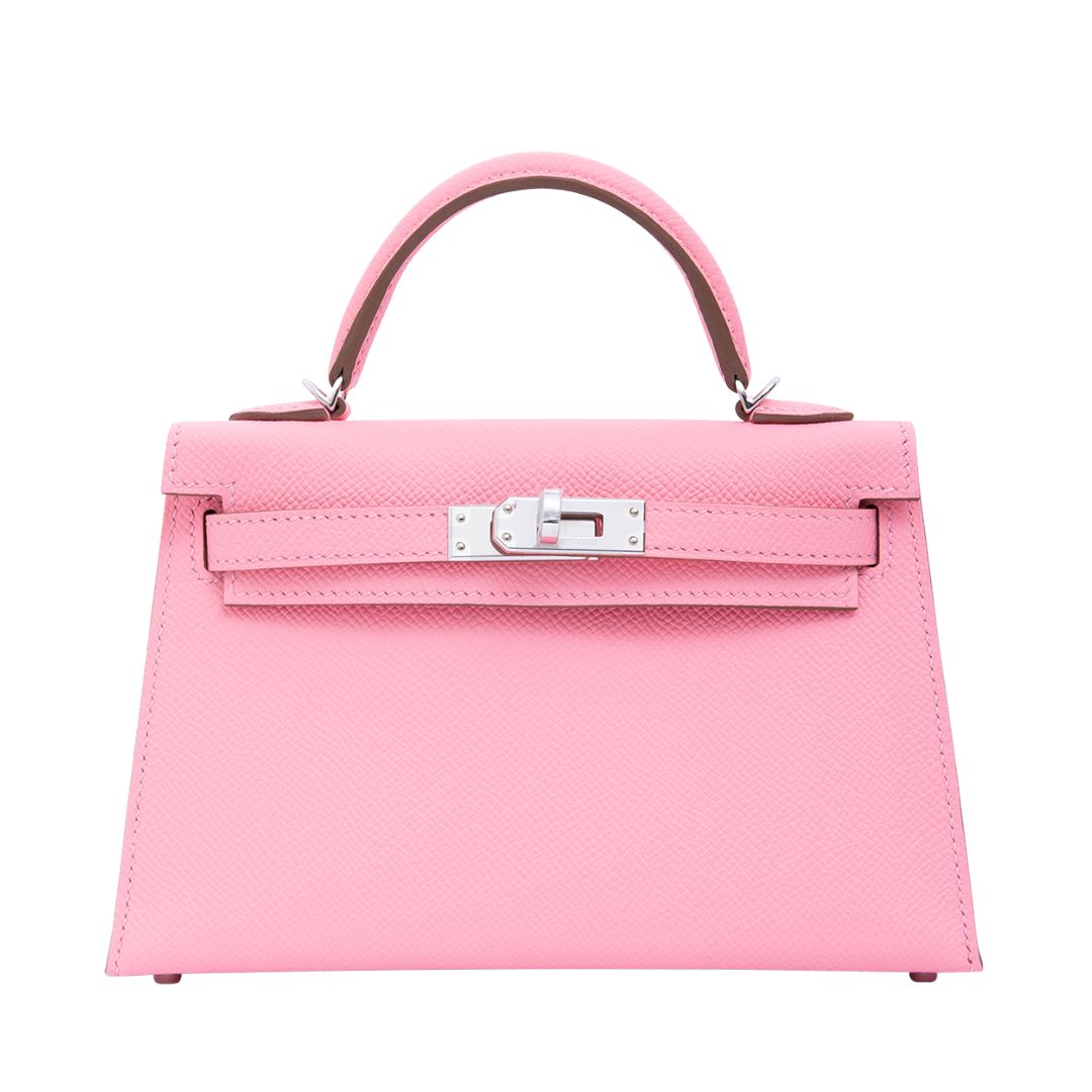 エルメス ミニケリー 20 外縫い Rose Confetti エプソン シルバー金具 HERMES MINI KELLY 20 SELLIER ROSE CONFETTI SILVER HARDWARE