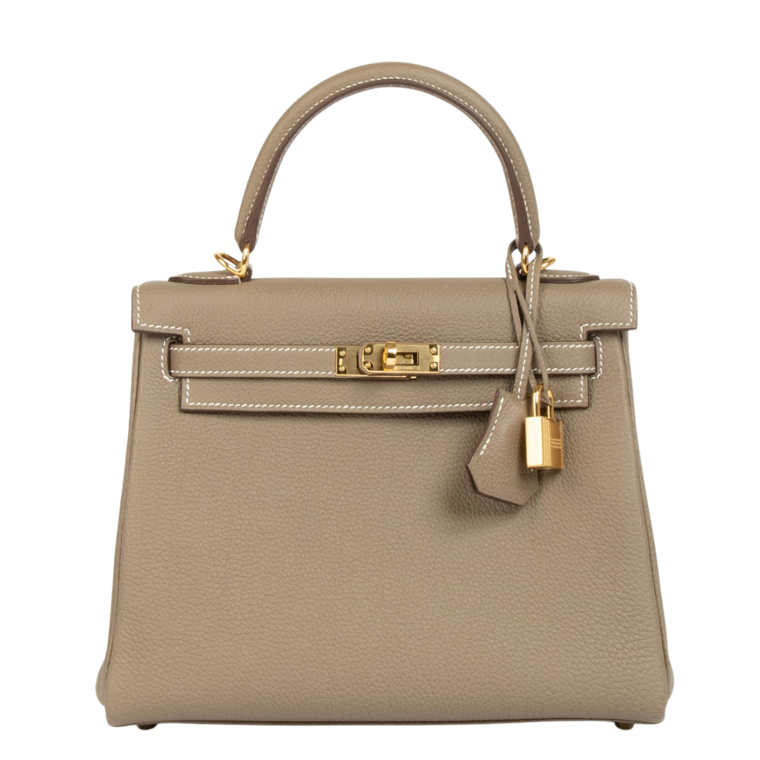 エルメス ケリー 25 内縫い Etoupe トゴ ゴールド金具 HERMES KELLY 25 RETOURNE ETOUPE TOGO GOLD HARDWARE