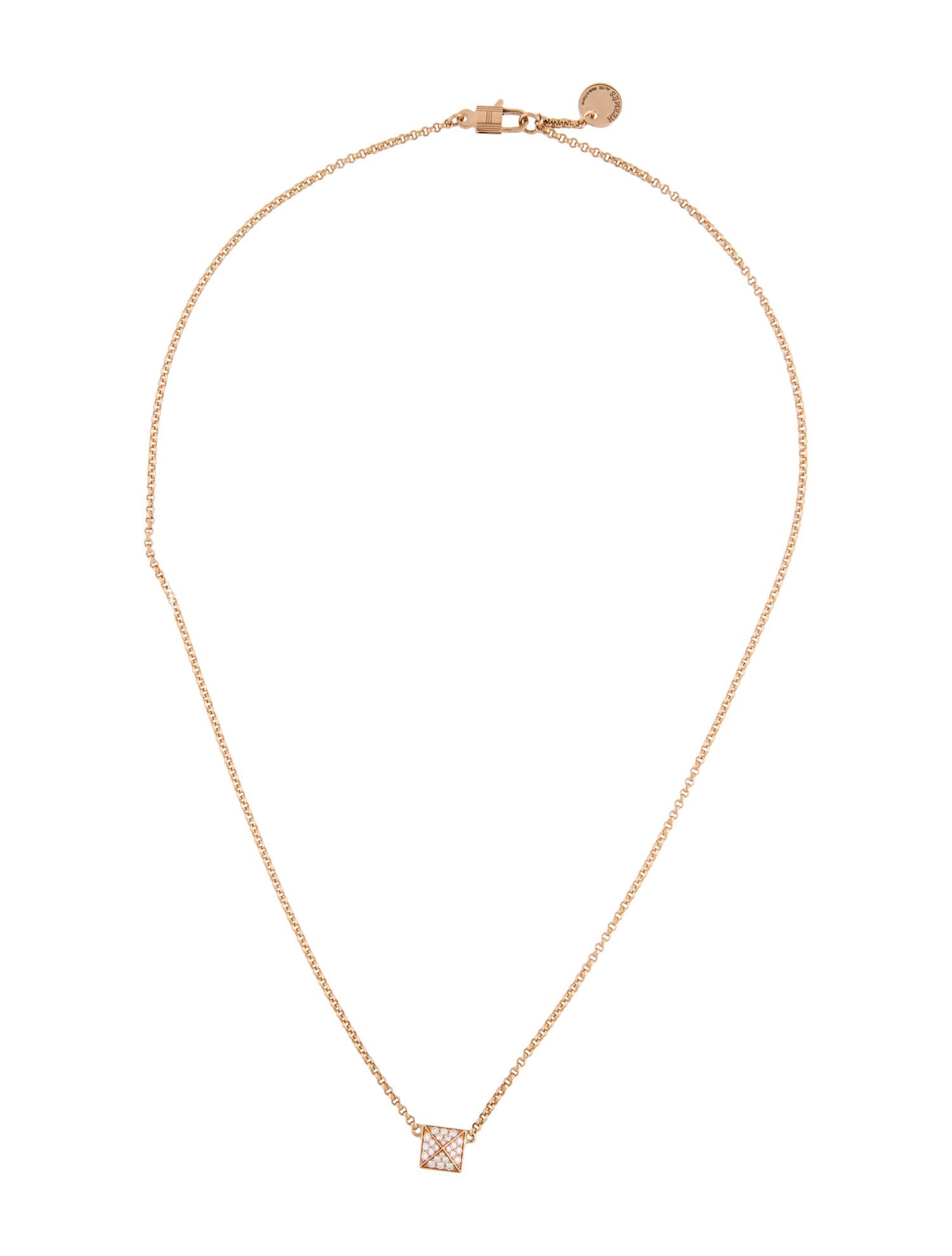 【定価以下】エルメス クルー・ドゥ・H  ローズゴールド ダイヤモンド ネックレス HERMES CLOU D'H NECKLACE PENDANT ROSE GOLD DIAMONDS SMALL MODEL