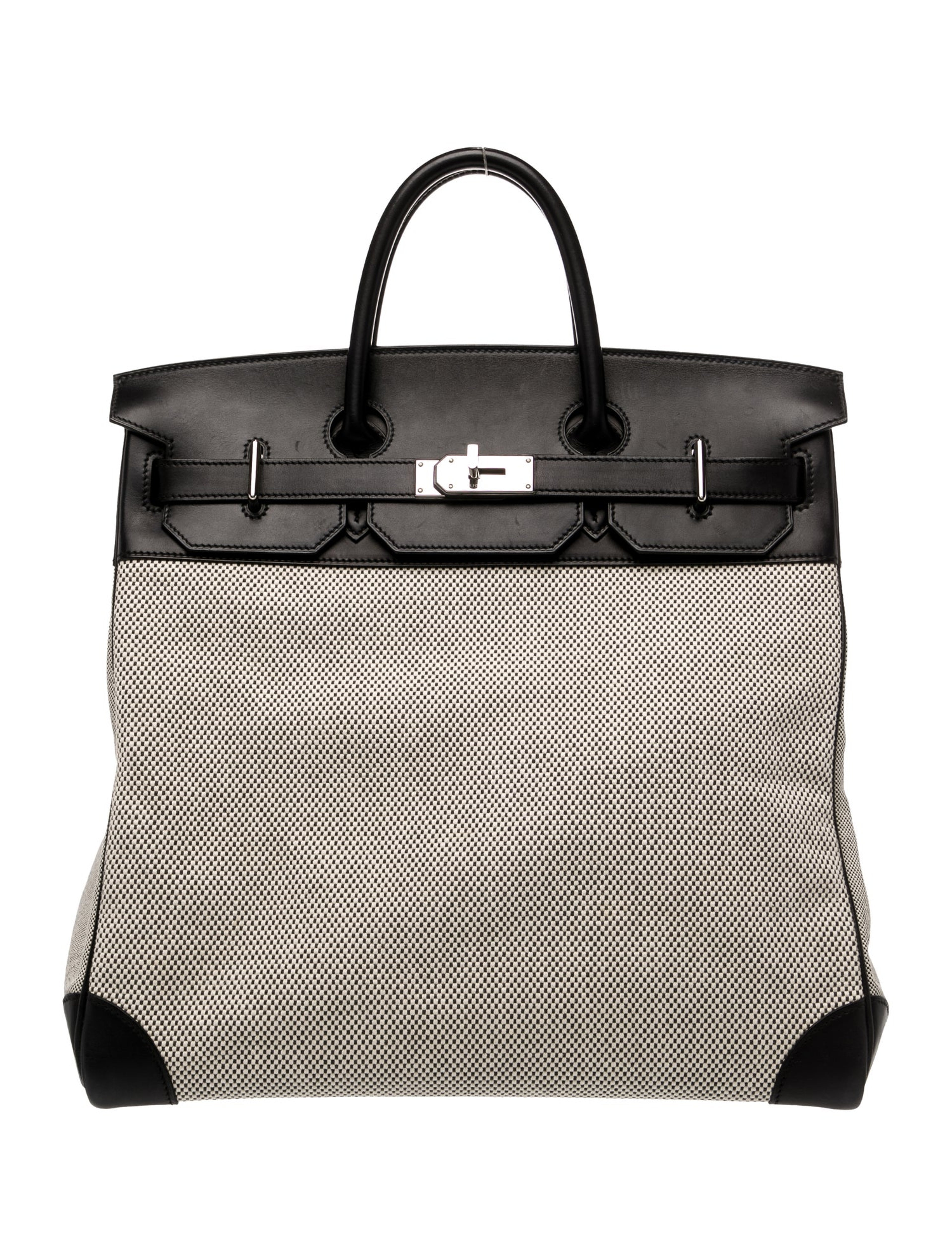 エルメス バーキン 40 オータクロア HAC Noir Ecru トワル エヴァーカーフ シルバー金具 HERMES BIRKIN 40 HAC NOIR ECRU TOILE EVERCALF SILVER HARDWARE
