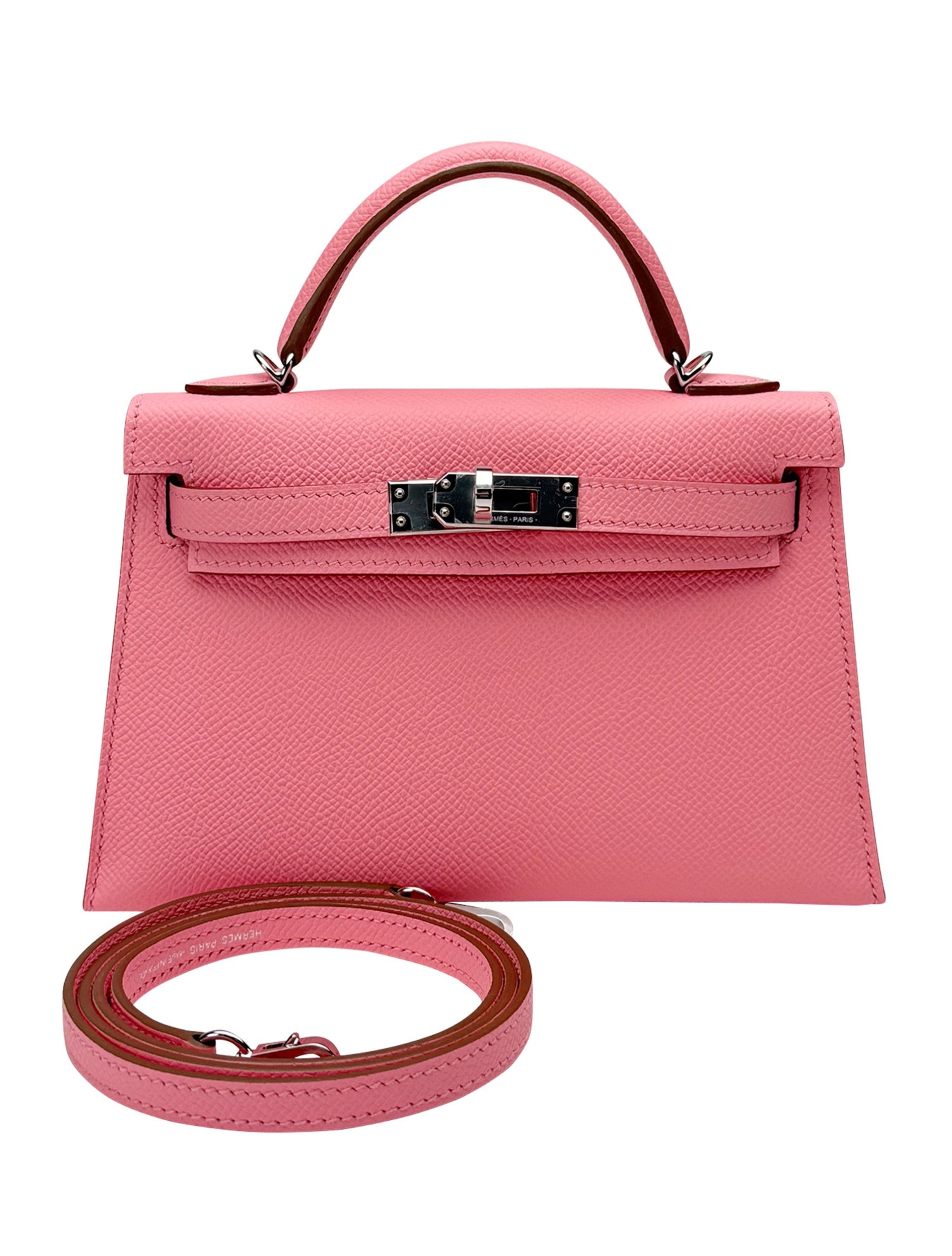 エルメス ミニケリー 20 Rose Confetti エプソン シルバー金具 HERMES MINI KELLY 20 ROSE CONFETTI EPSOM SILVER HARDWARE