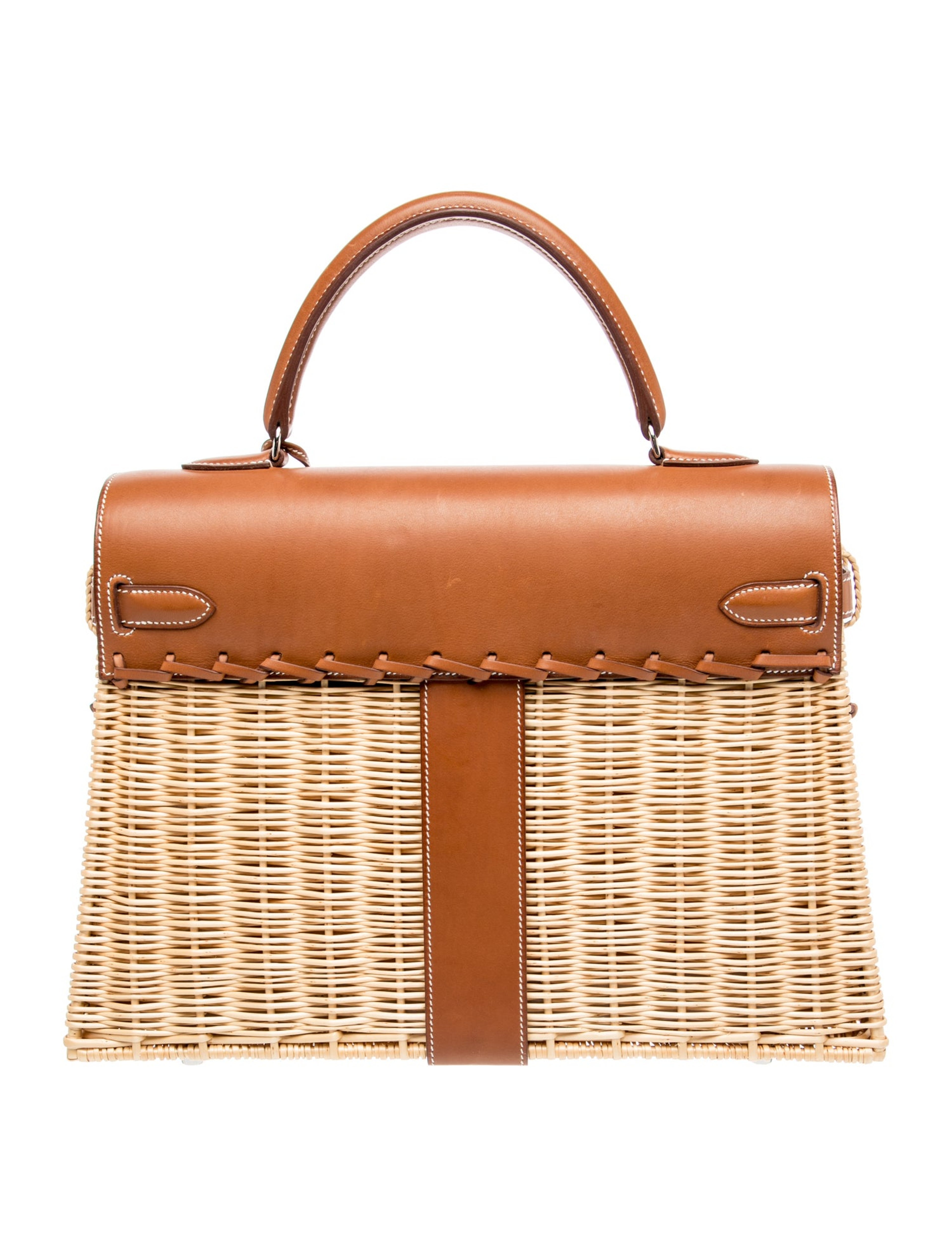 エルメス ケリー 35 ピクニック カゴバッグ Fauve Naturel 柳 バレニア シルバー金具 HERMES KELLY 35 PICNIC NATURAL FAUVE BARENIA FAUBOURG WICKER SILVER HARDWARE