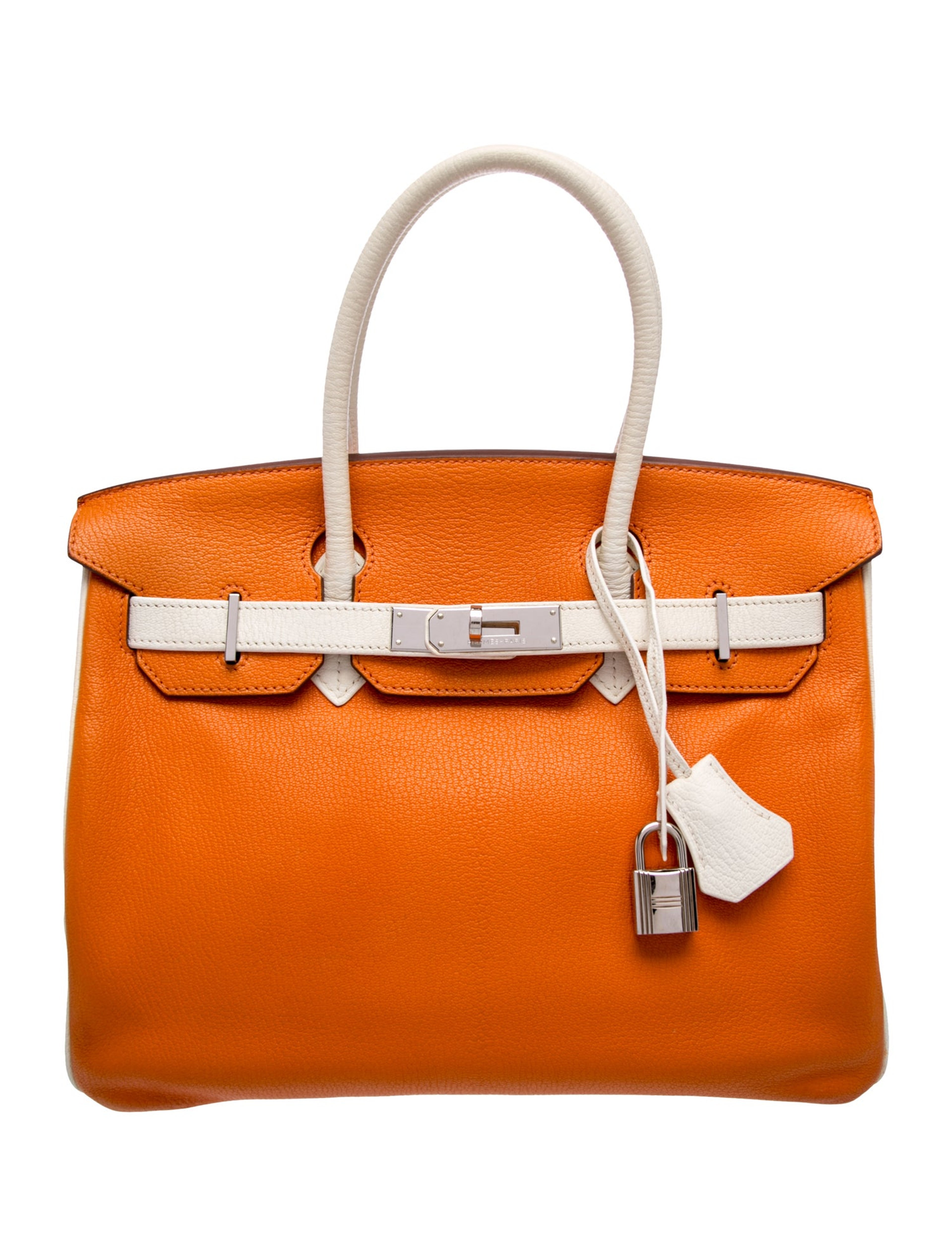 エルメス バーキン 30 スペシャルオーダー バイカラー Blanc Orange d'H シェーブルミゾール シルバー金具 パーソナルオーダー ホースシュー HERMES BIRKIN 30 BLANC ORANGE D'H CHEVRE MYSORE SILVER HARDWARE HSS