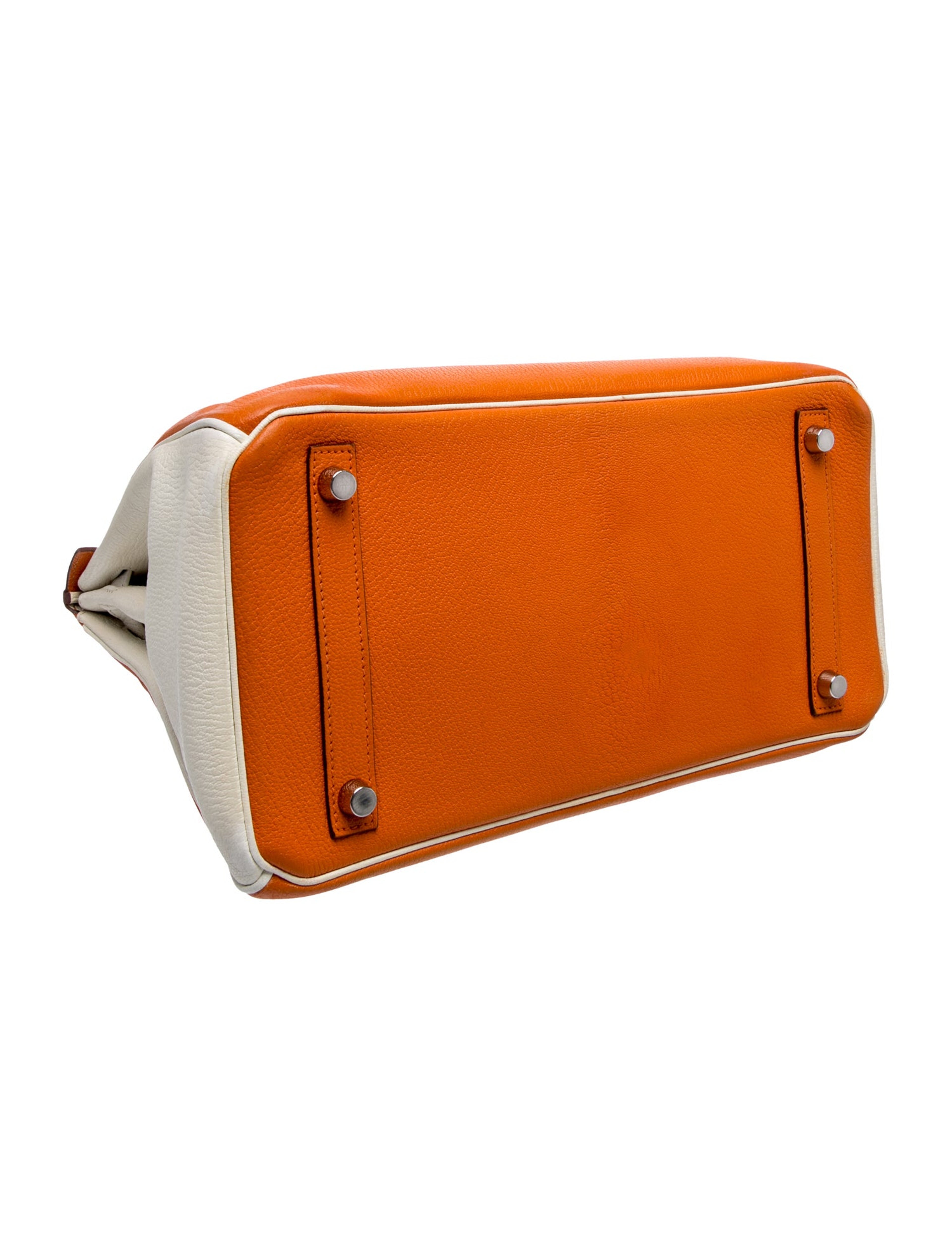 エルメス バーキン 30 スペシャルオーダー バイカラー Blanc Orange d'H シェーブルミゾール シルバー金具 パーソナルオーダー ホースシュー HERMES BIRKIN 30 BLANC ORANGE D'H CHEVRE MYSORE SILVER HARDWARE HSS