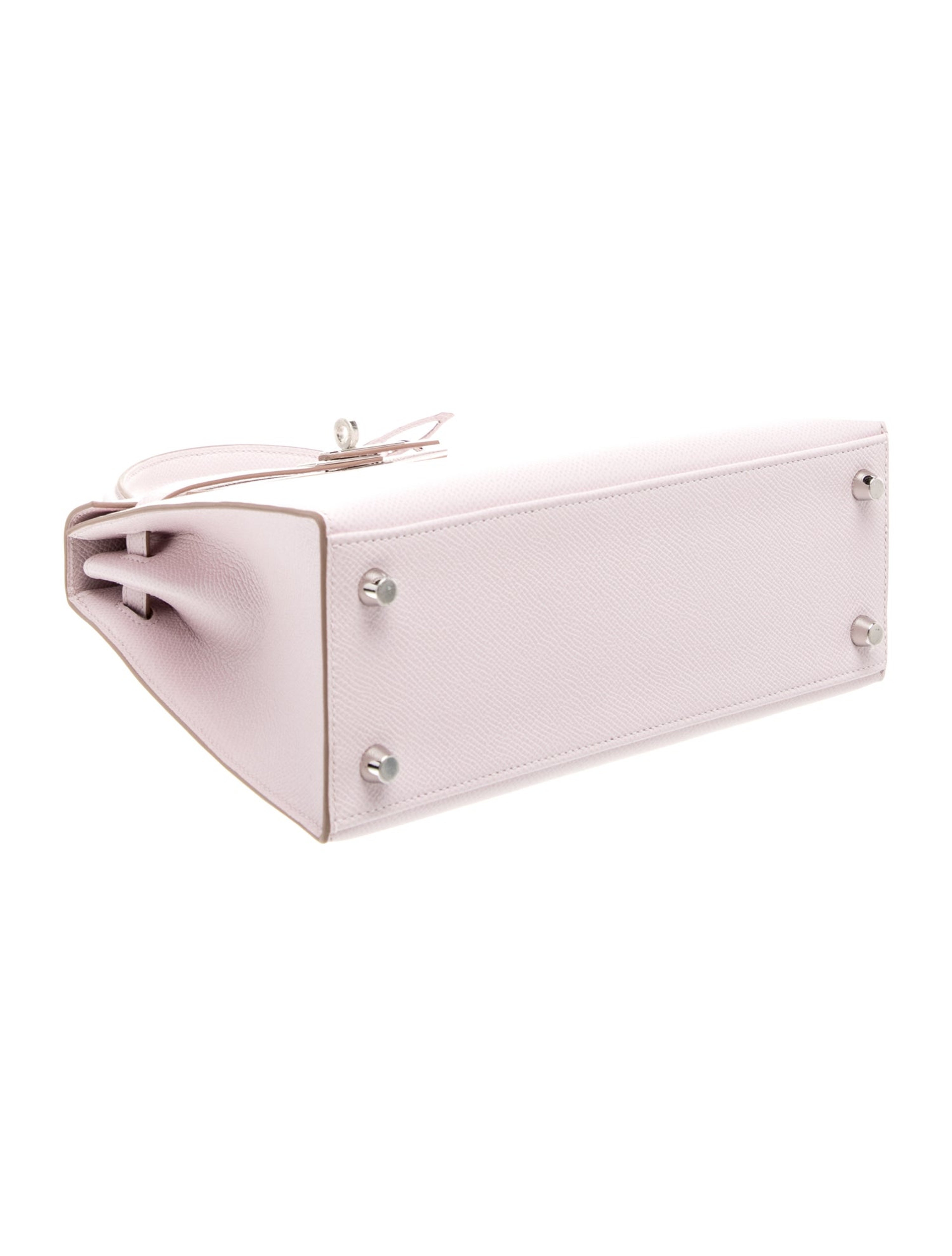 HERMES KELLY 25 MAUVE PALE EPSOM SILVER HARDWARE