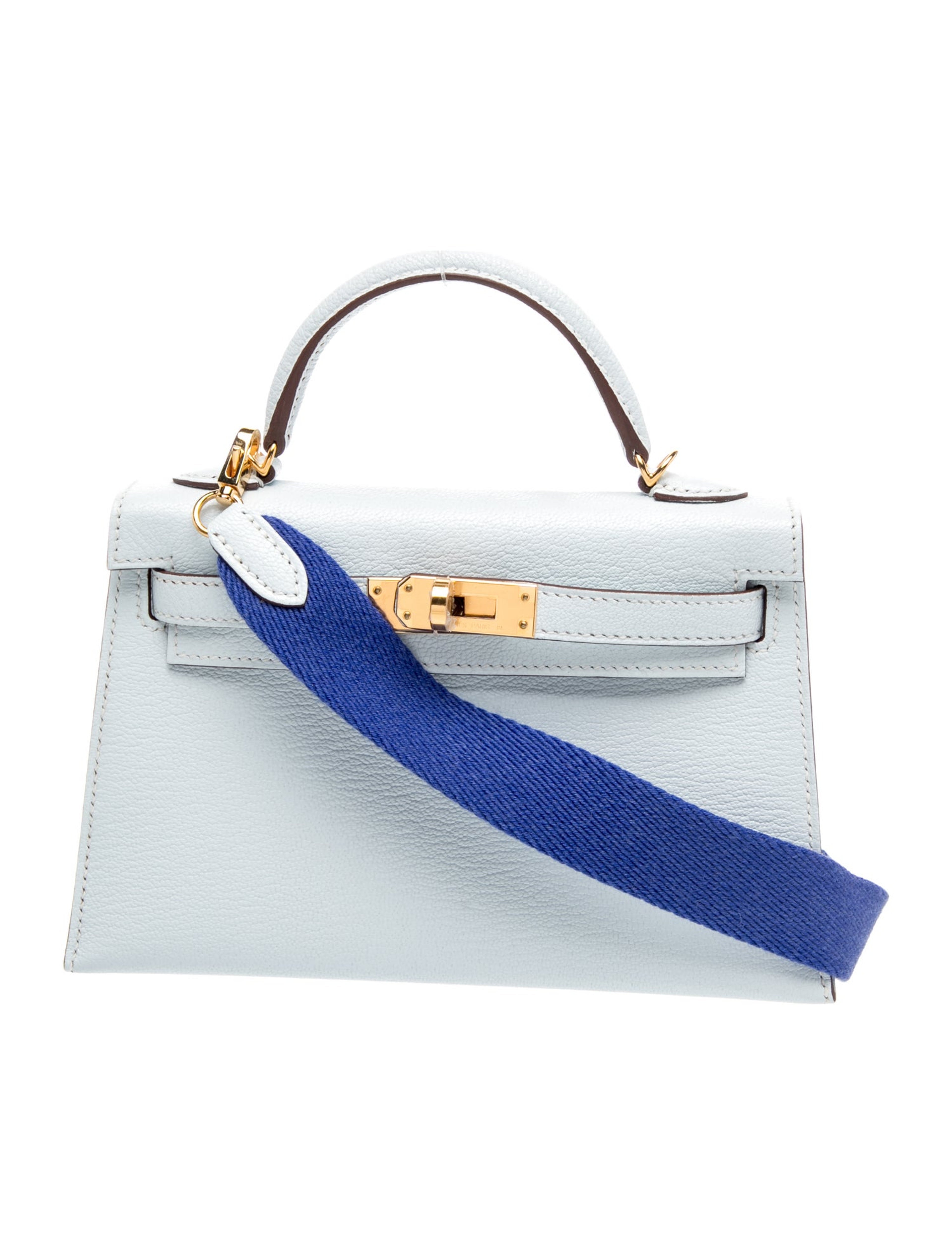 エルメス ミニケリー 20 外縫い Bleu Brume Bleu Electrique シェーブルミゾール ゴールド金具 HERMES MINI KELLY 20 SELLIER BLEU BRUME BLEU ELECTRIQUE CHEVRE MYSORE GOLD HARDWARE