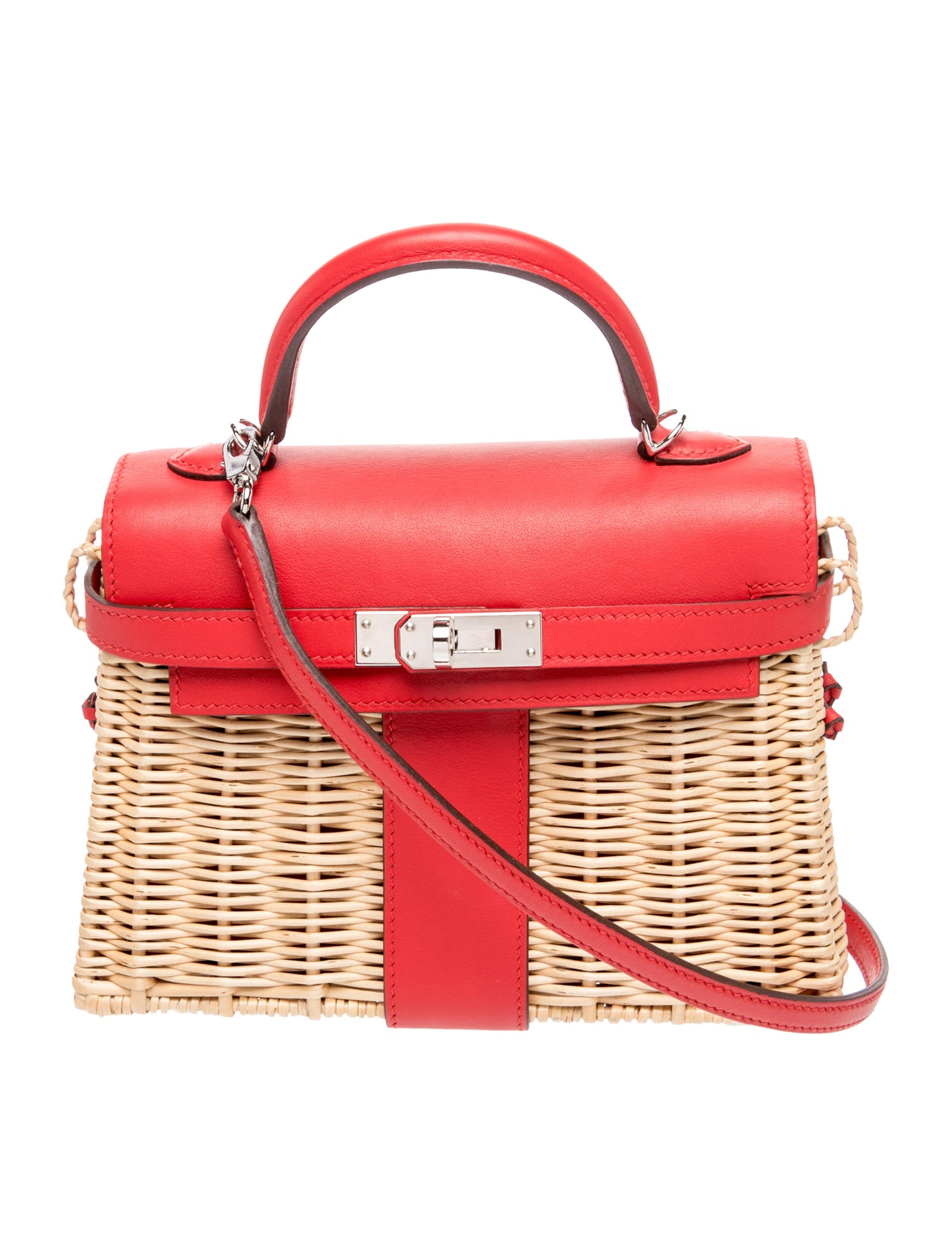 エルメス ミニケリー 20 ピクニック カゴバッグ Rouge de Coeur 柳 スイフト シルバー金具 HERMES MINI KELLY 20 PICNIC ROUGE DE COEUR WICKER SWIFT SILVER HARDWARE