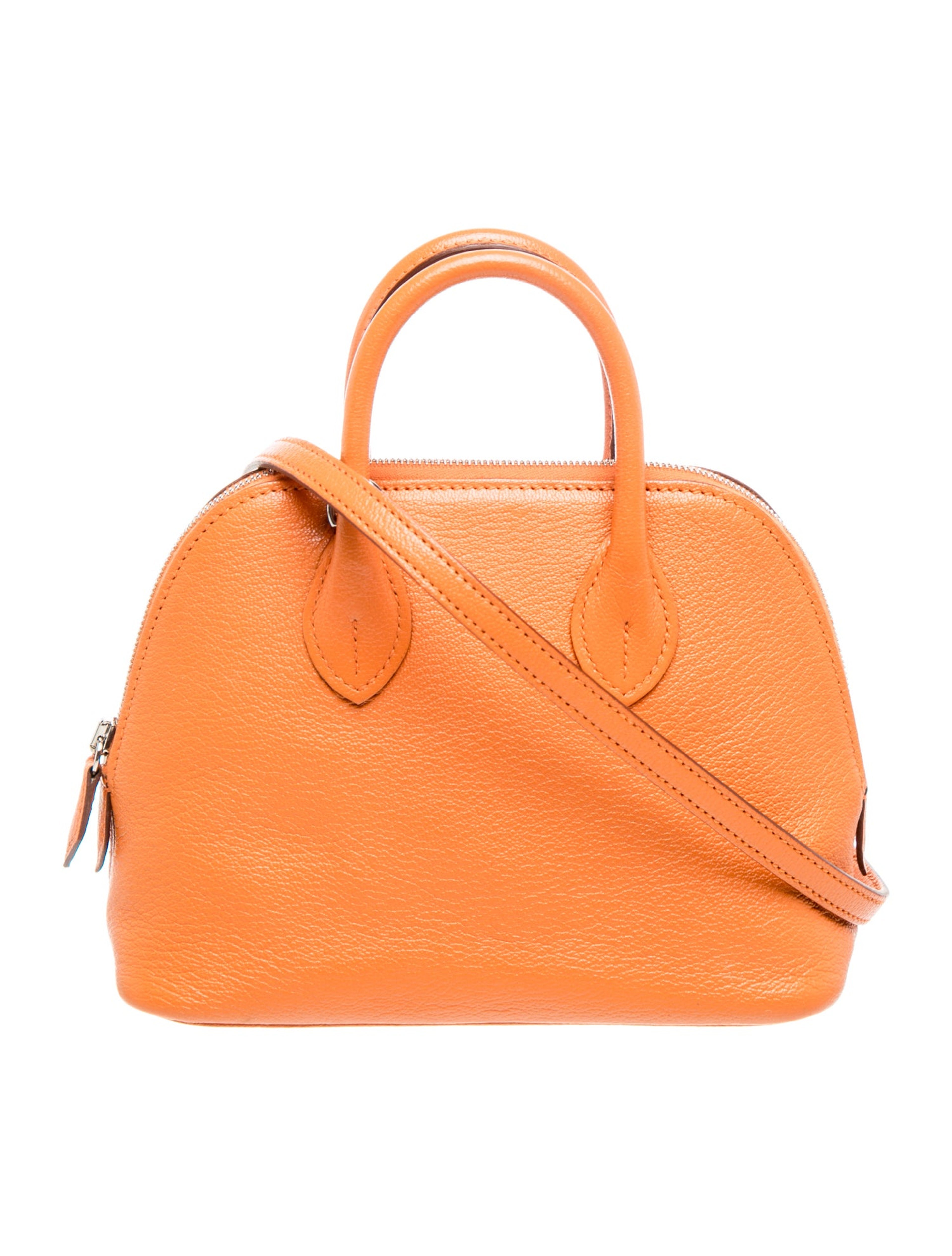 エルメス ミニ ボリード 1923 Orange シェーブルミゾール シルバー金具 HERMES MINI BOLIDE 1923 ORANGE CHEVRE MYSORE SILVER HARDWARE