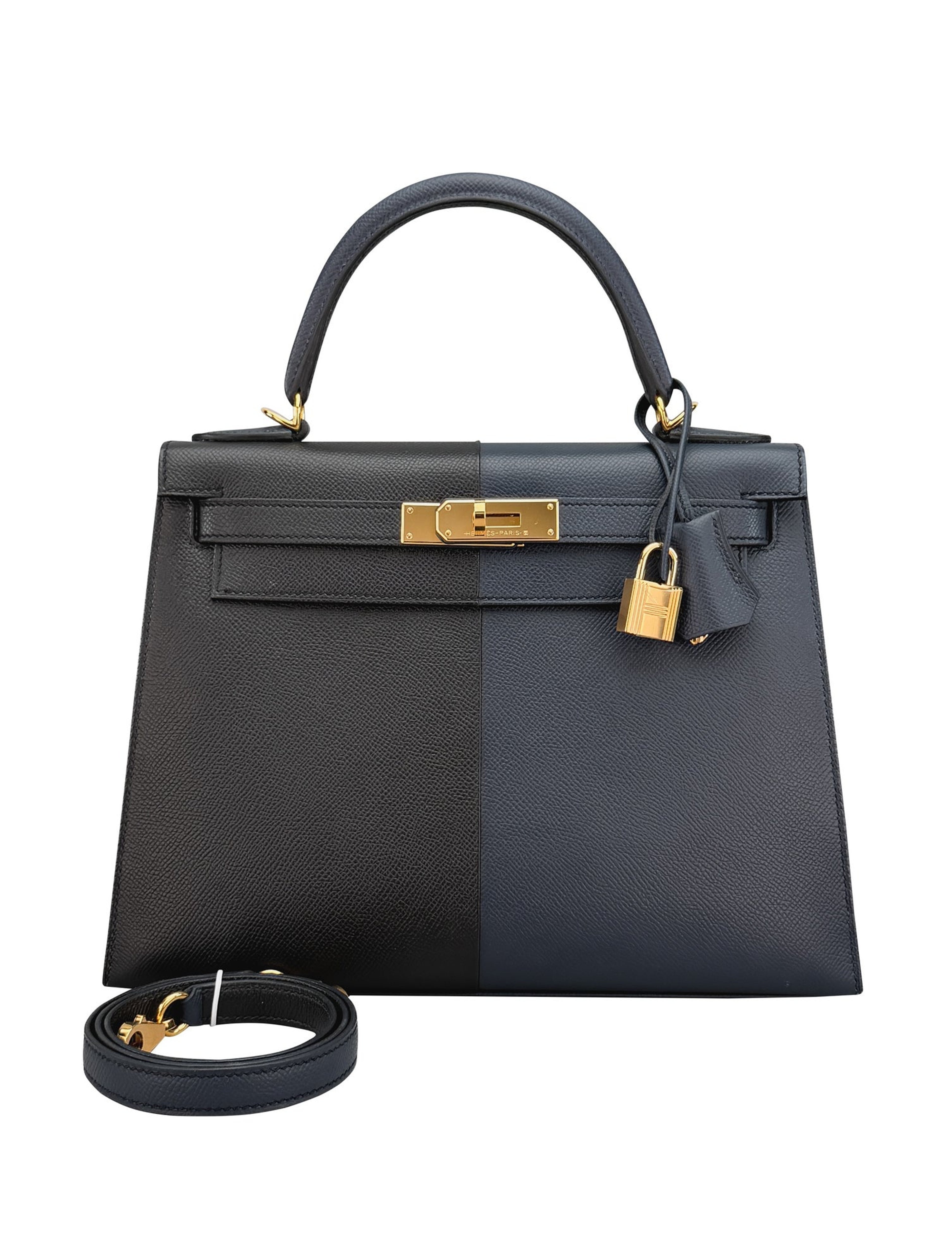 エルメス ケリー 28 カザック Noir Bleu Indigo Bleu Frida エプソン ゴールド金具 HERMES KELLY 28 CASAQUE NOIR BLEU INDIGO BLEU FRIDA EPSOM GOLD HARDWARE