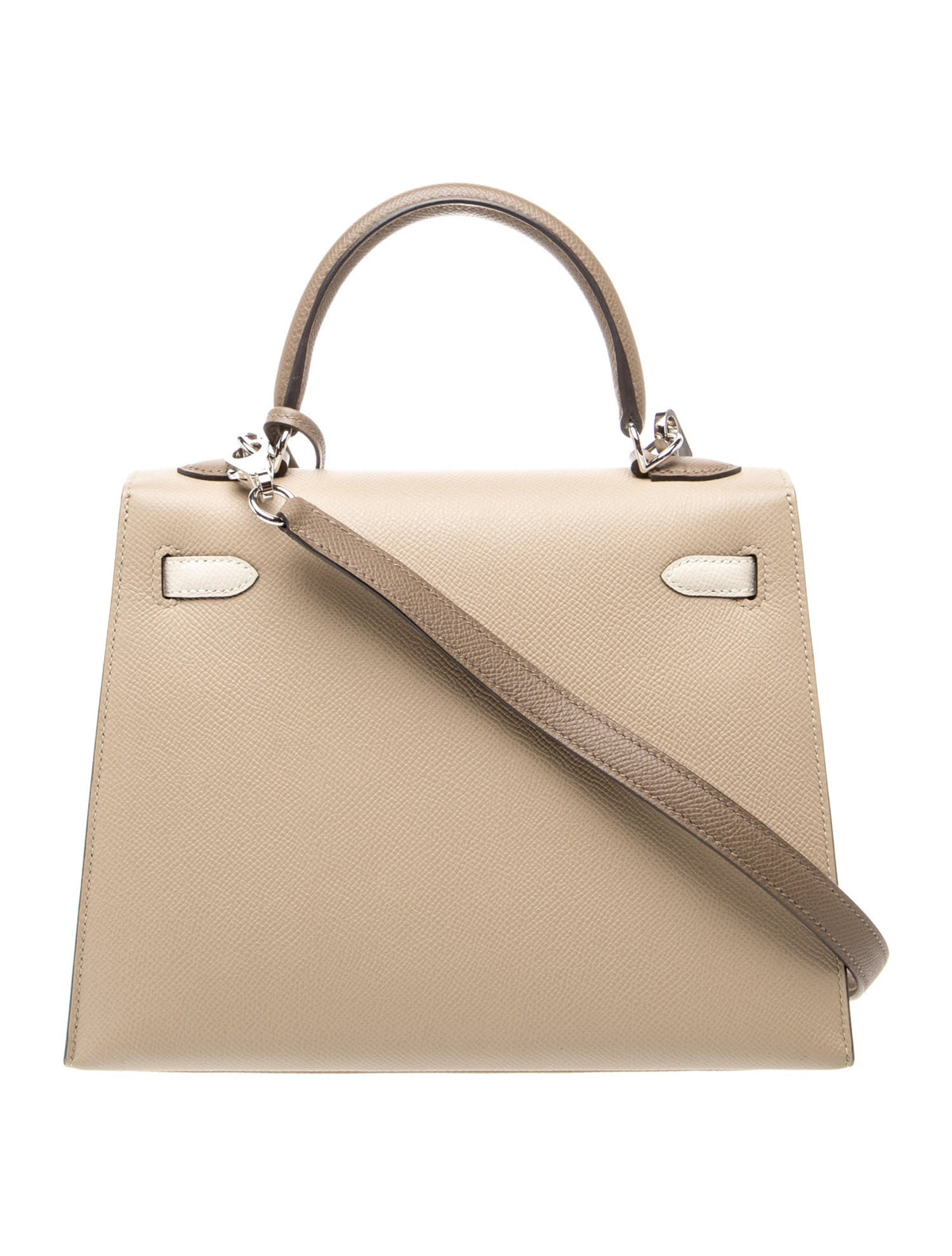 エルメス ケリー 25 トリコロール Etoupe Craie Trench エプソン シルバー金具 HERMES KELLY 25 TRI-COLOR ETOUPE CRAIE TRENCH EPSOM SILVER HARDWARE