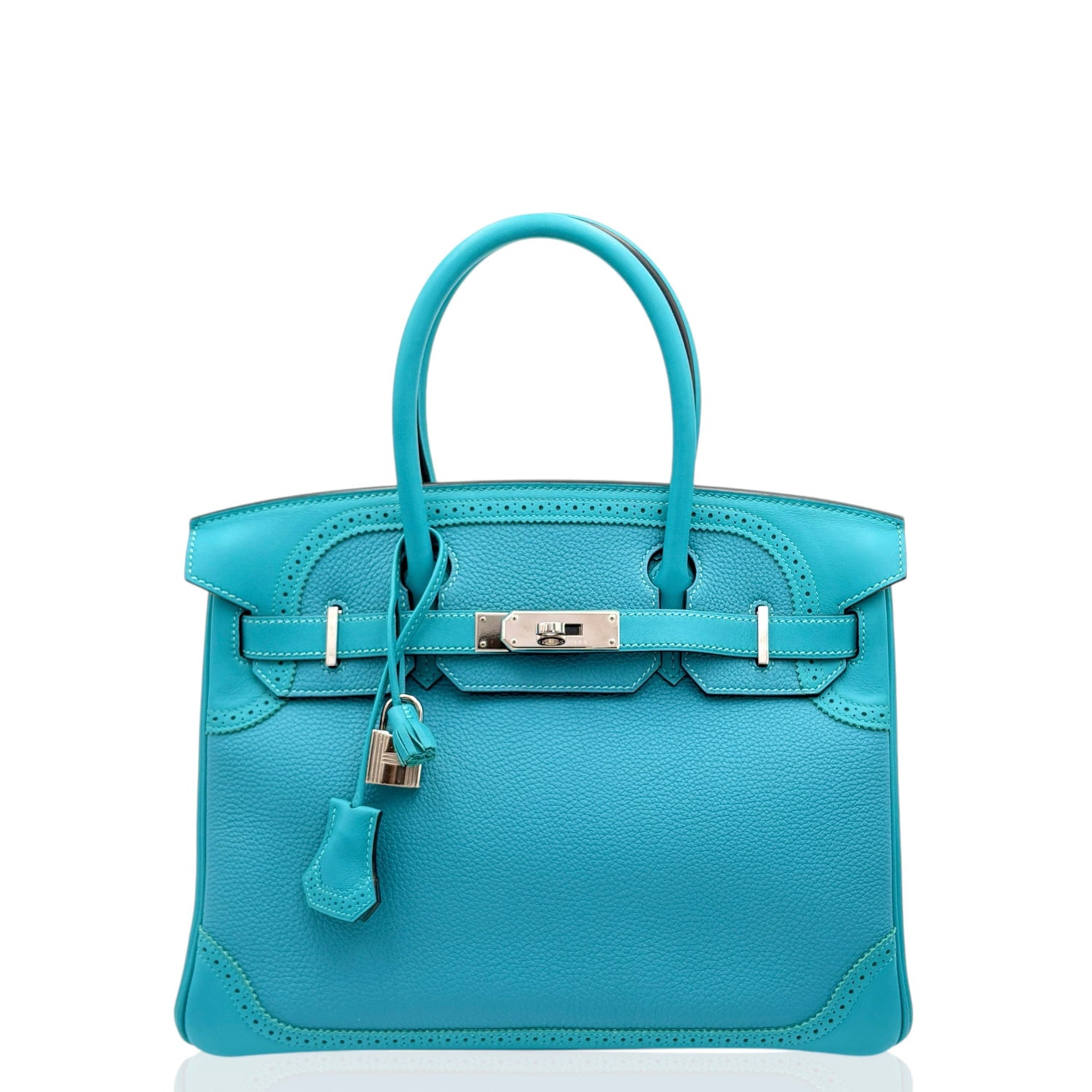 Hermes Birkin 30 Ghillies Turquoise Togo Swift Silver Hardware