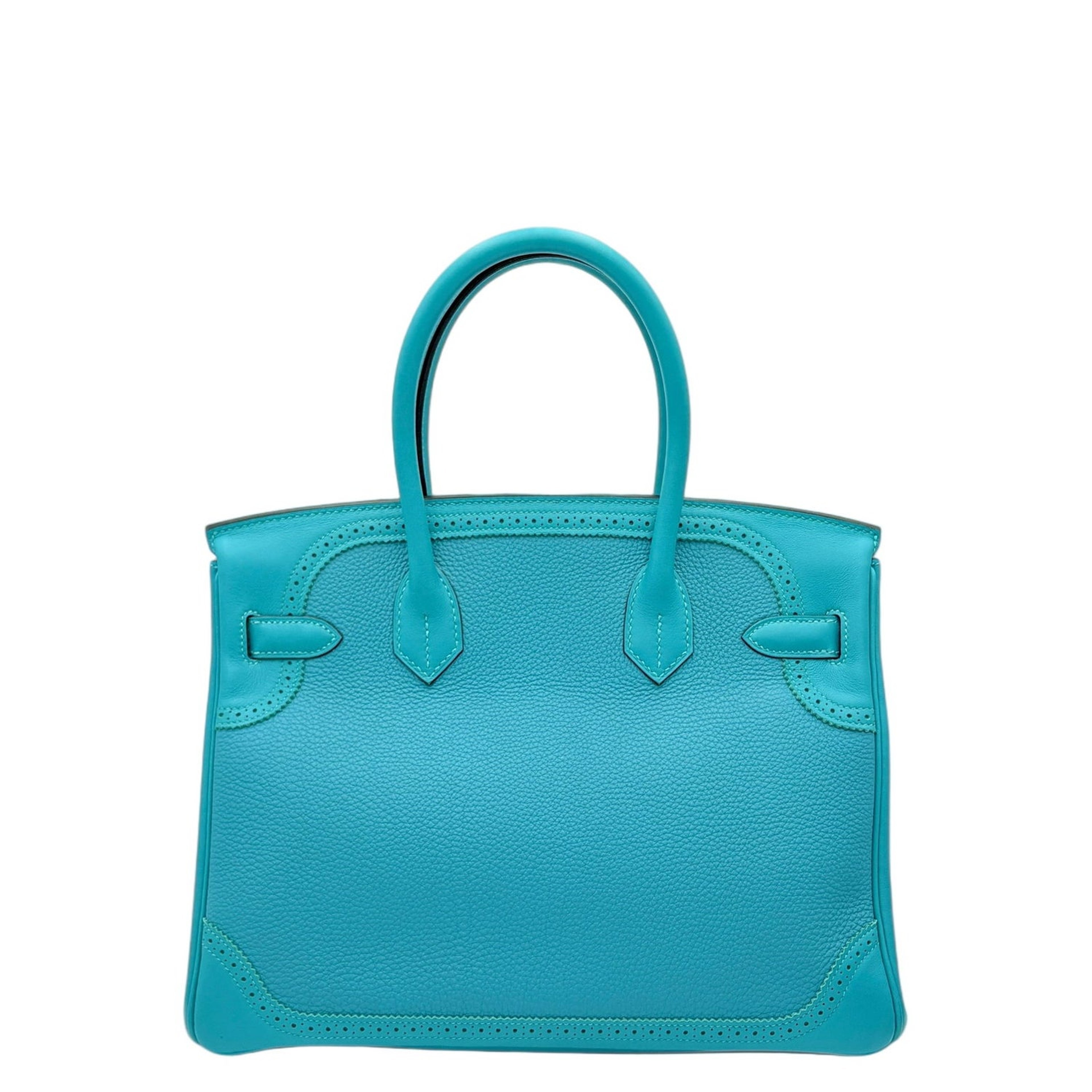 Hermes Birkin 30 Ghillies Turquoise Togo Swift Silver Hardware