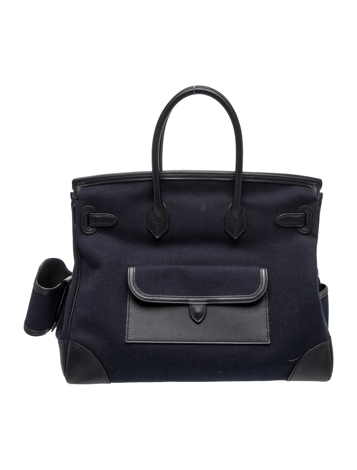 Hermès Birkin 35 Cargo Noir Bleu Marine Toile Goéland / Swift Silver Hardware