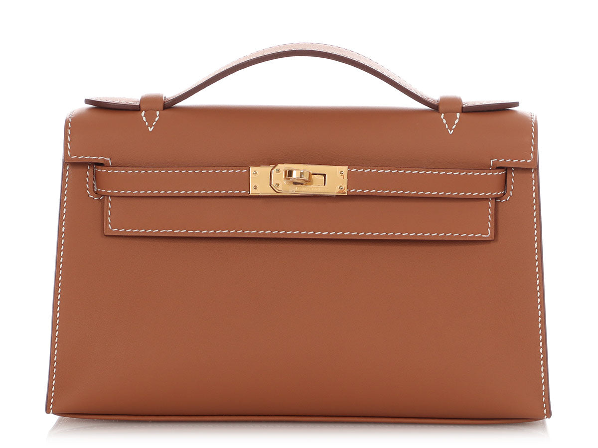 HERMES KELLY POCHETTE GOLD SWIFT GOLD HARDWARE