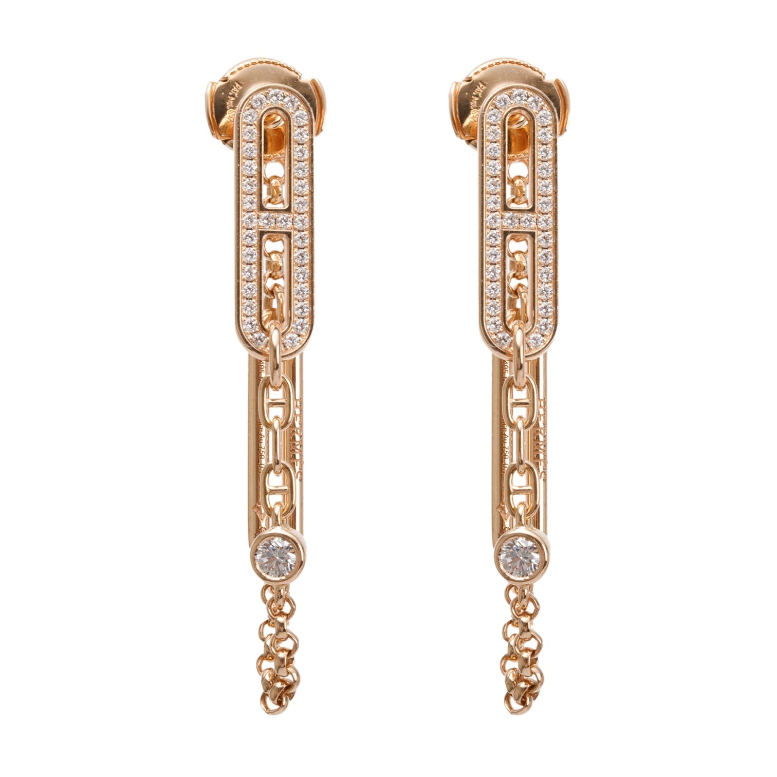 [Below the list price] Hermes Chaine d'Ancre Chaos Rose Gold Diamond Earrings HERMES CHAINE D'ANCRE CHAOS EARRINGS ROSE GOLD DIAMONDS