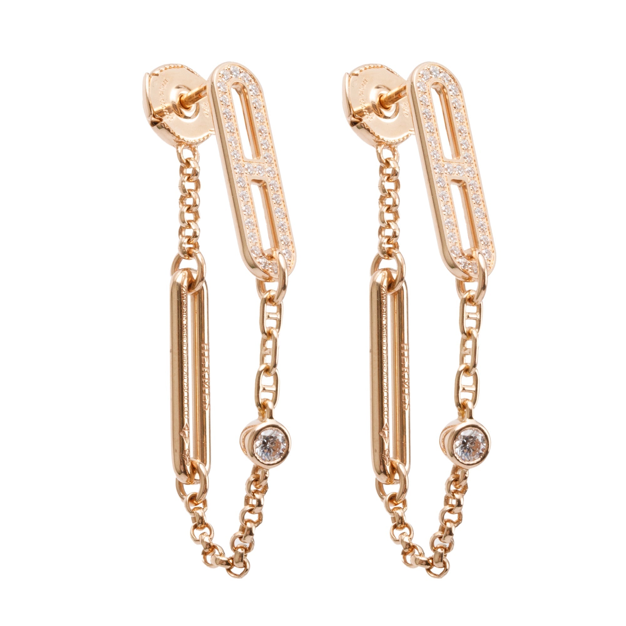 [Below the list price] Hermes Chaine d'Ancre Chaos Rose Gold Diamond Earrings HERMES CHAINE D'ANCRE CHAOS EARRINGS ROSE GOLD DIAMONDS