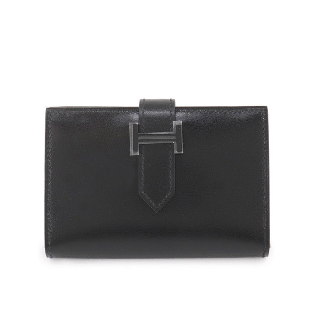 エルメス ミニベアン モノクローム ミニウォレット ブラック ボックスカーフ ブラック金具 HERMES BEARN MINI MONOCHROME WALLET BLACK BOX CALFSKIN BLACK HARDWARE