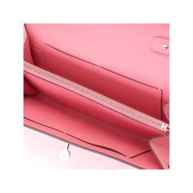 エルメス ケリーウォレット トゥーゴー 長財布 ローズアザレ エヴァーカラー エバーカラー シルバー金具 HERMES KELLY WALLET TO GO ROSE AZALEE EVERCOLOR SILVER HARDWARE