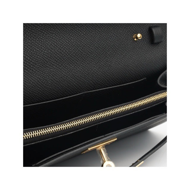 エルメス ケリーウォレット トゥーゴー 長財布 ブラック エプソン ゴールド金具 HERMES KELLY WALLET TO GO BLACK EPSOM GOLD HARDWARE