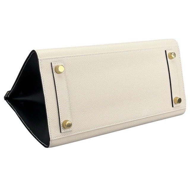 エルメス バーキン25 外縫い バイカラー クレ ブラック エプソン マットゴールド金具 HERMES BIRKIN SELLIER 25 CRAIE BLACK EPSOM BRUSHED GOLD HARDWARE