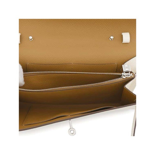 HERMES KELLY TO GO LONG WALLET VERSO NATA SESAME EPSOM SILVER HARDWARE