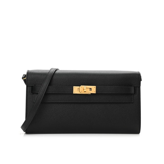 エルメス ケリーウォレット トゥーゴー 長財布 ブラック エプソン ゴールド金具 HERMES KELLY WALLET TO GO BLACK EPSOM GOLD HARDWARE【中古】