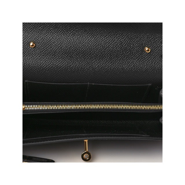 エルメス ケリーウォレット トゥーゴー 長財布 ブラック エプソン ゴールド金具 HERMES KELLY WALLET TO GO BLACK EPSOM GOLD HARDWARE【中古】