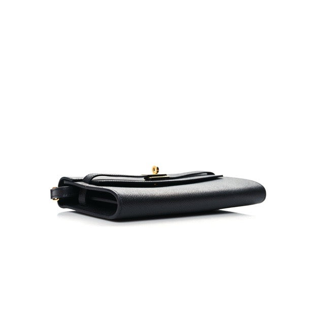HERMES KELLY TO GO LONG WALLET BLACK EPSOM GOLD HARDWARE